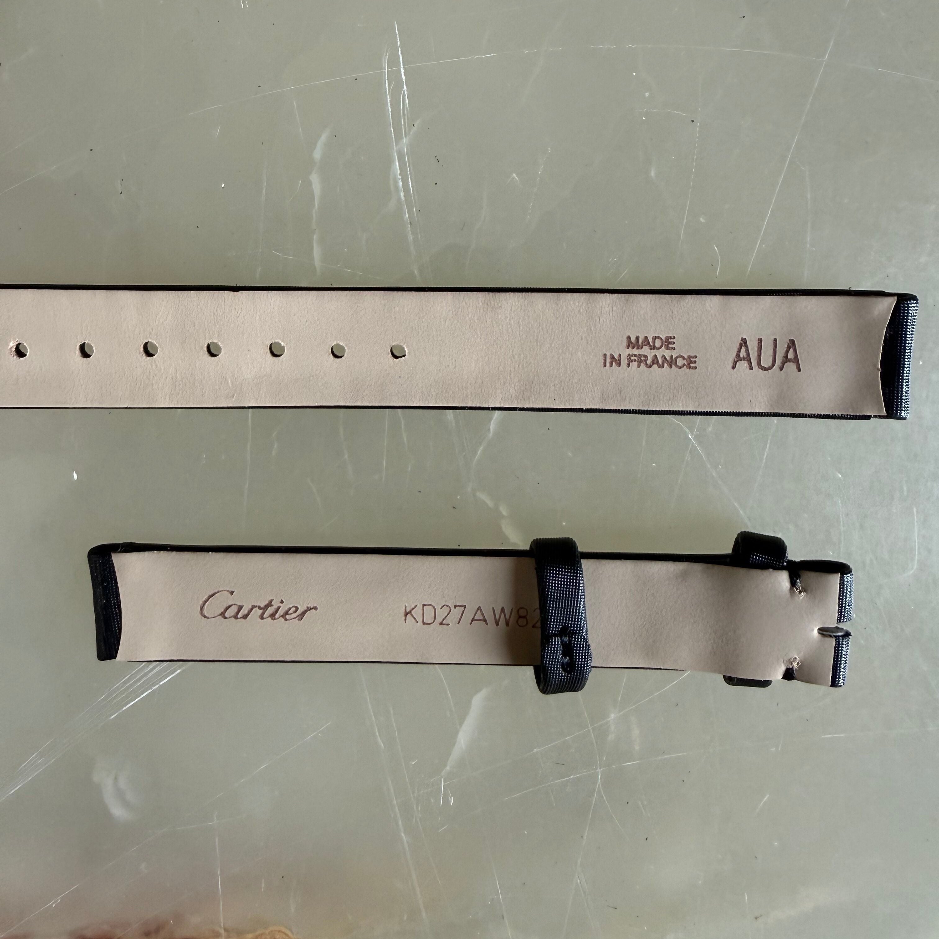 Authentic Cartier Black Satin & Leather Watch Strap Band 11.65mm KD27AW82