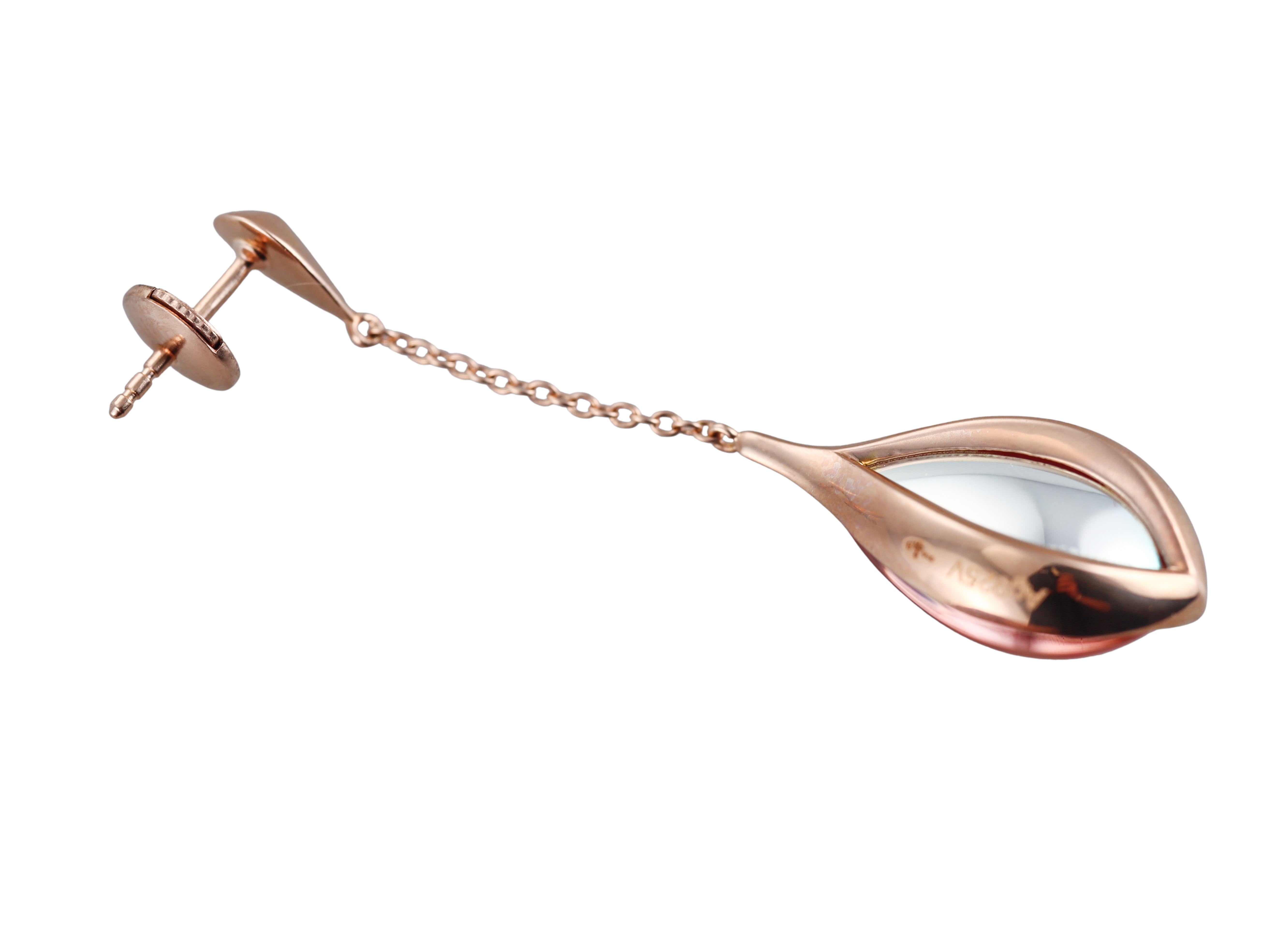 Baccarat 18k Rose Gold Vermeil Sterling Silver Pink Crystal Falling Drop Earrings 2806967