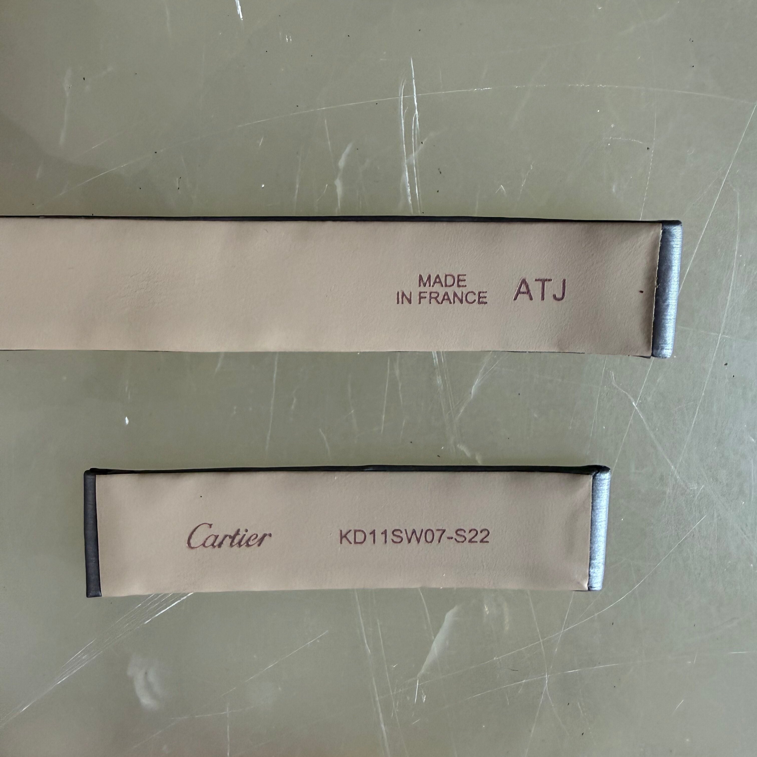 Authentic Cartier Gray Satin & Leather Watch Strap Band 15.35mm KD11SW07-S22