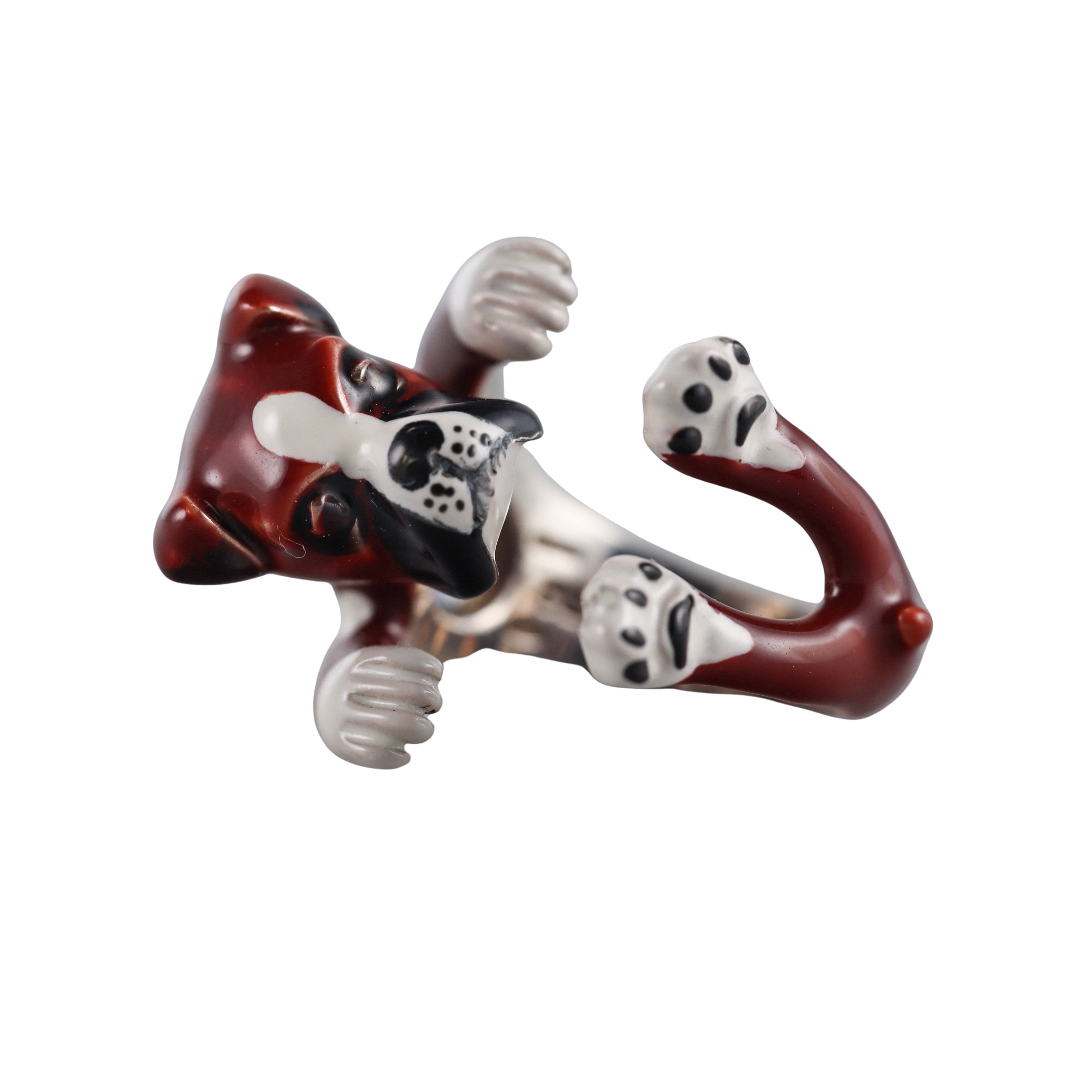Dog Fever Enameled Sterling Silver Boxer Ring