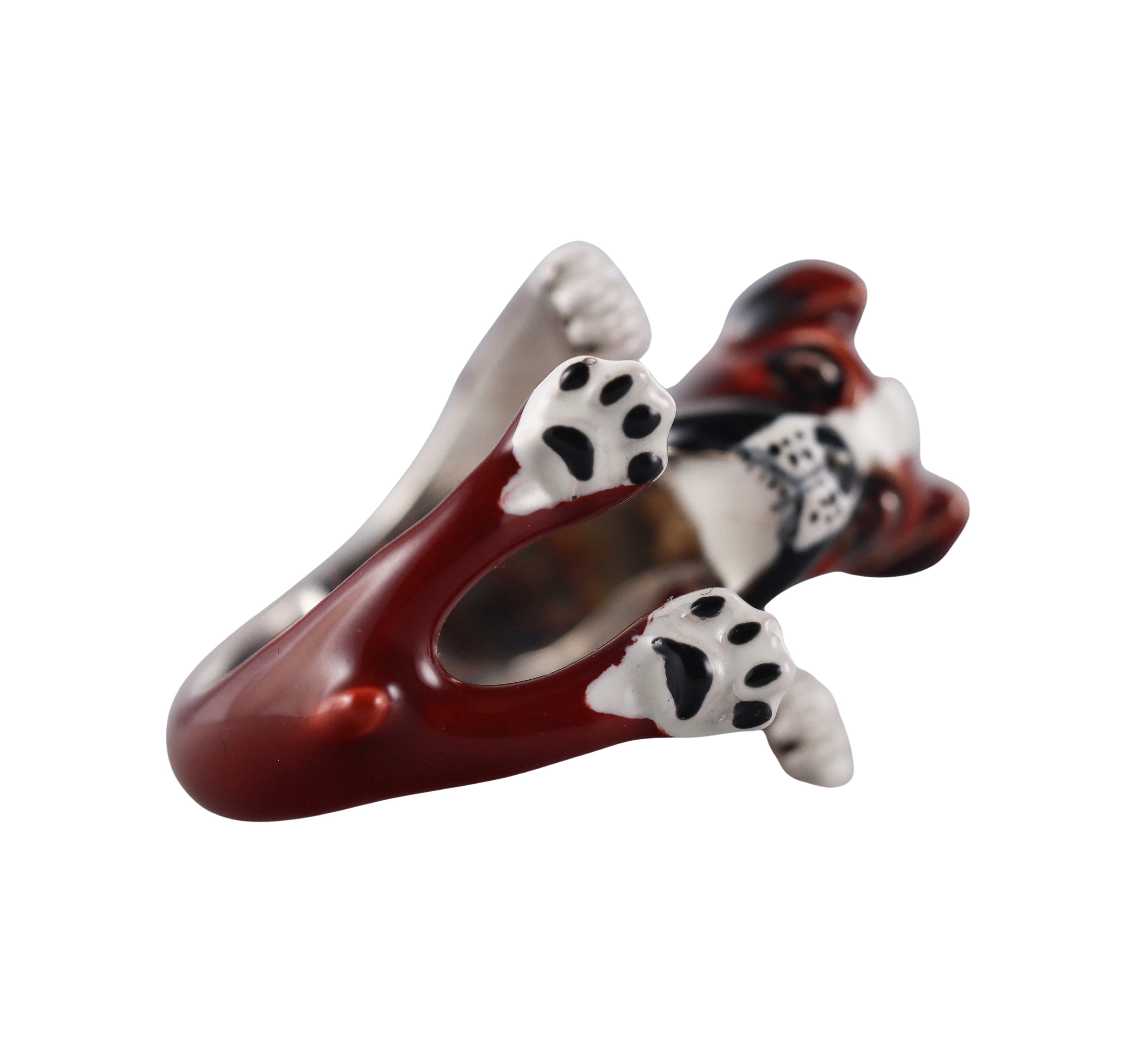 Dog Fever Enameled Sterling Silver Boxer Ring