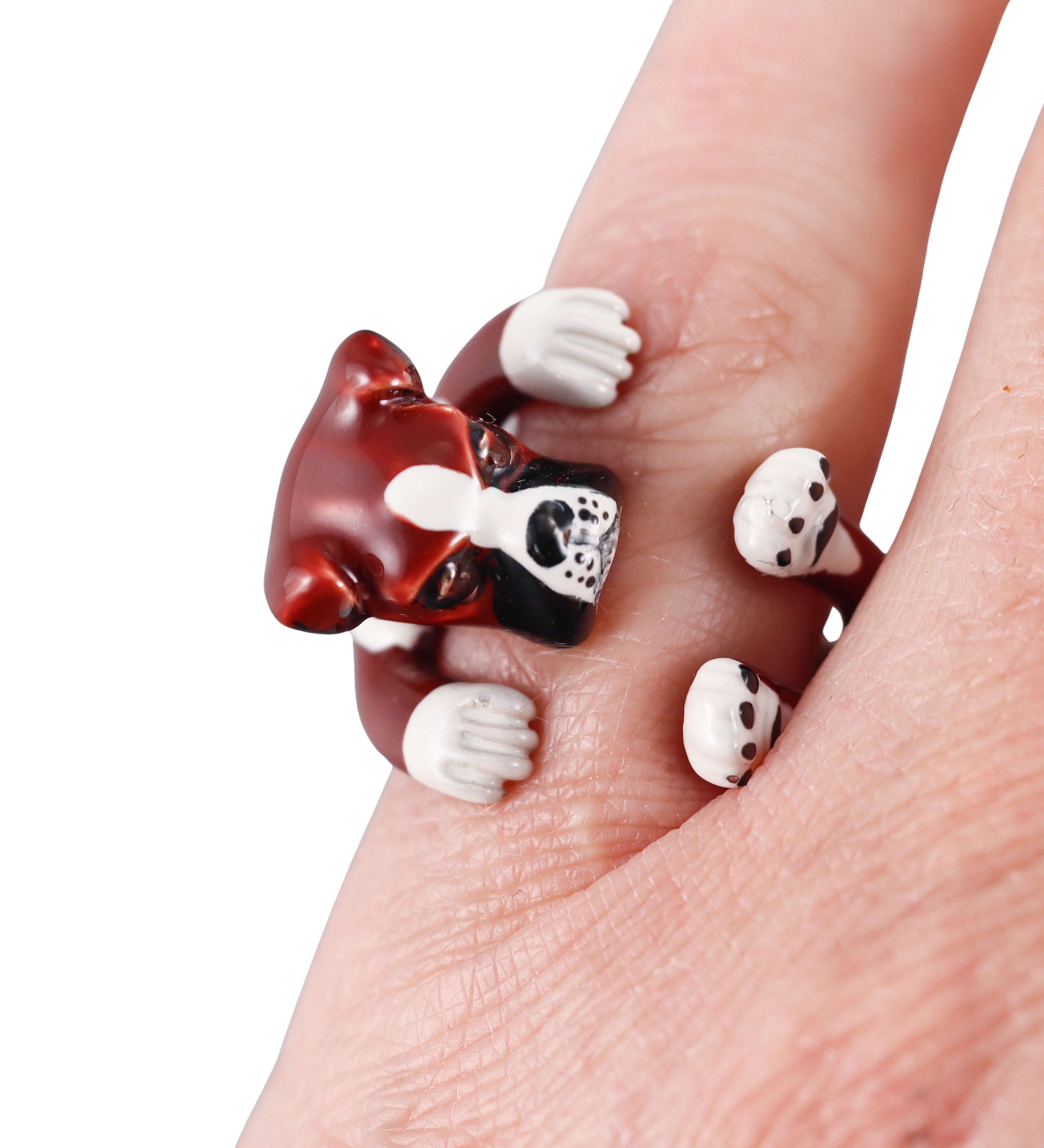 Dog Fever Enameled Sterling Silver Boxer Ring