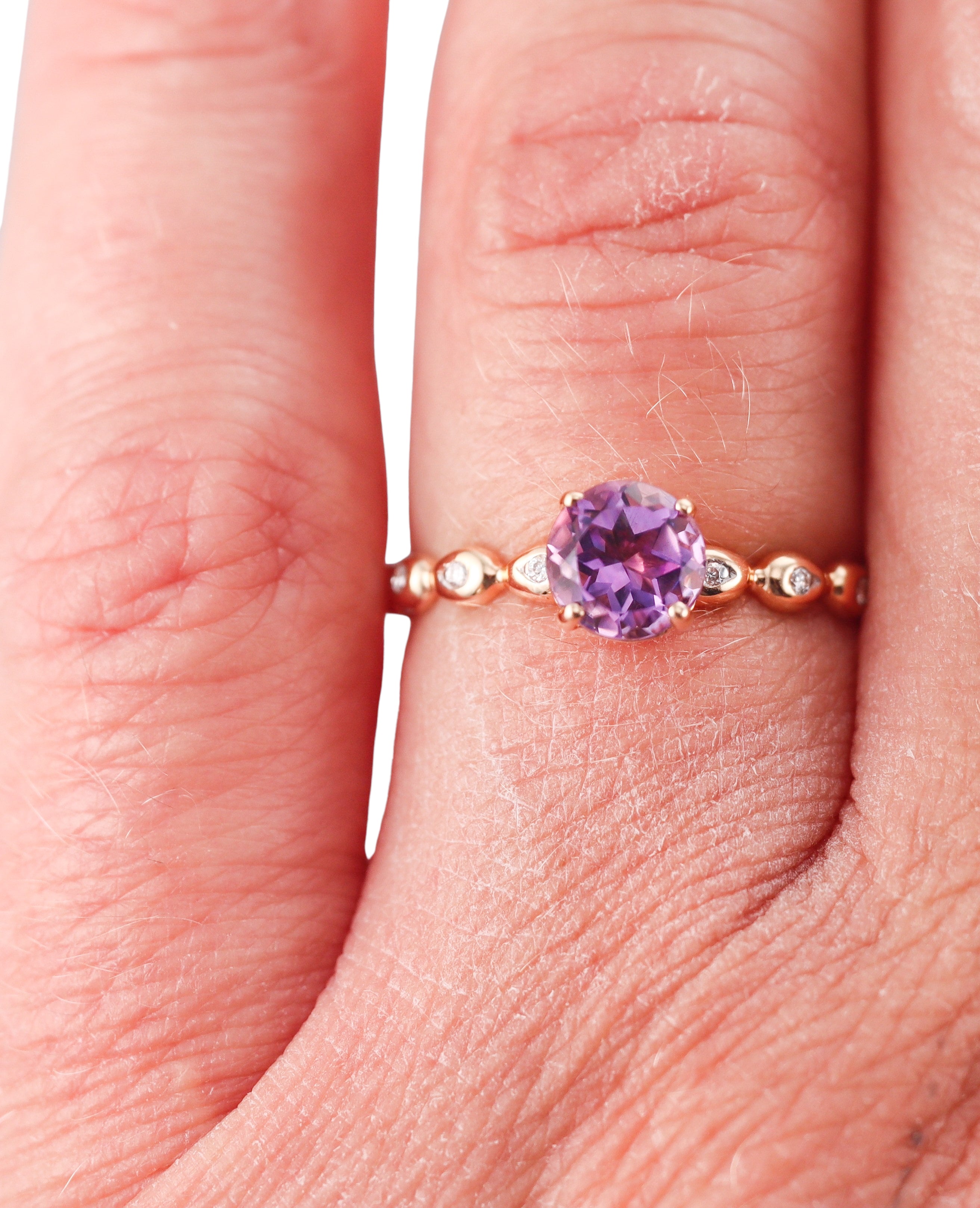 Kallati Gold Amethyst Diamond Ring