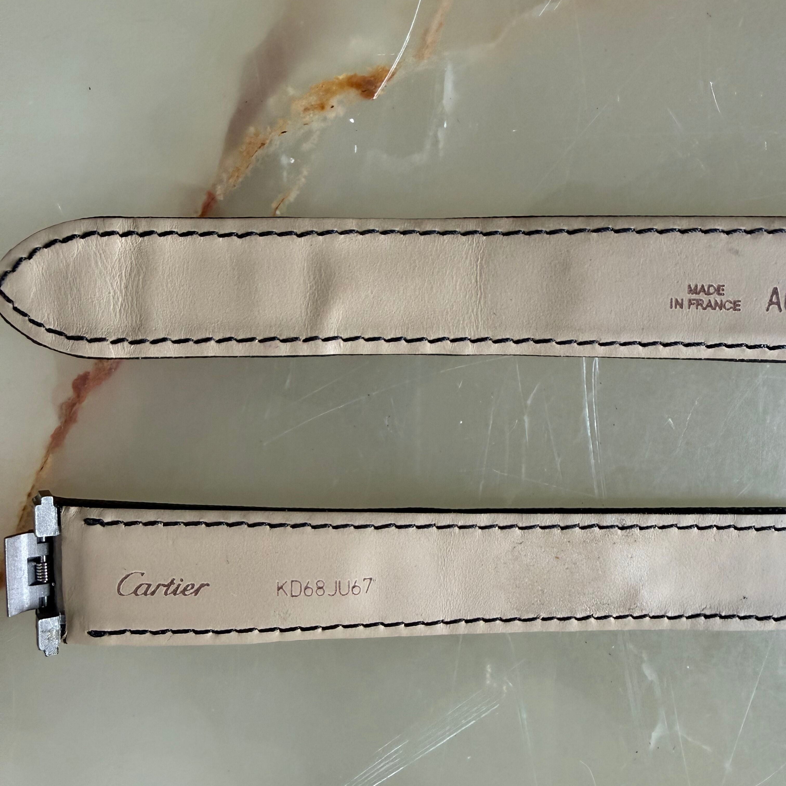 Authentic Cartier Black Canvas Leather Quick Release Watch Strap Band 18.20mm KD68JU67