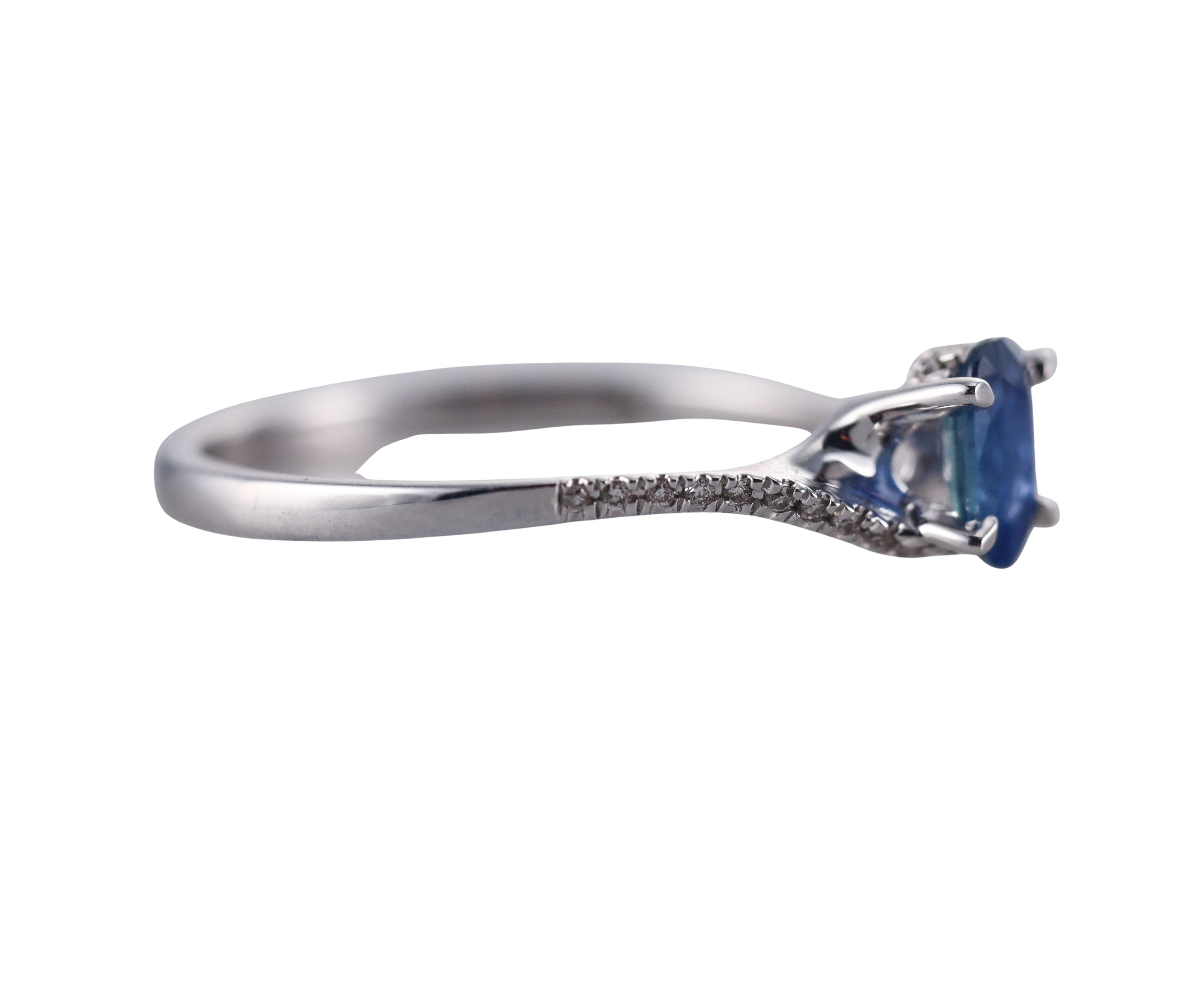 Kallati White Gold Blue Sapphire Diamond Ring