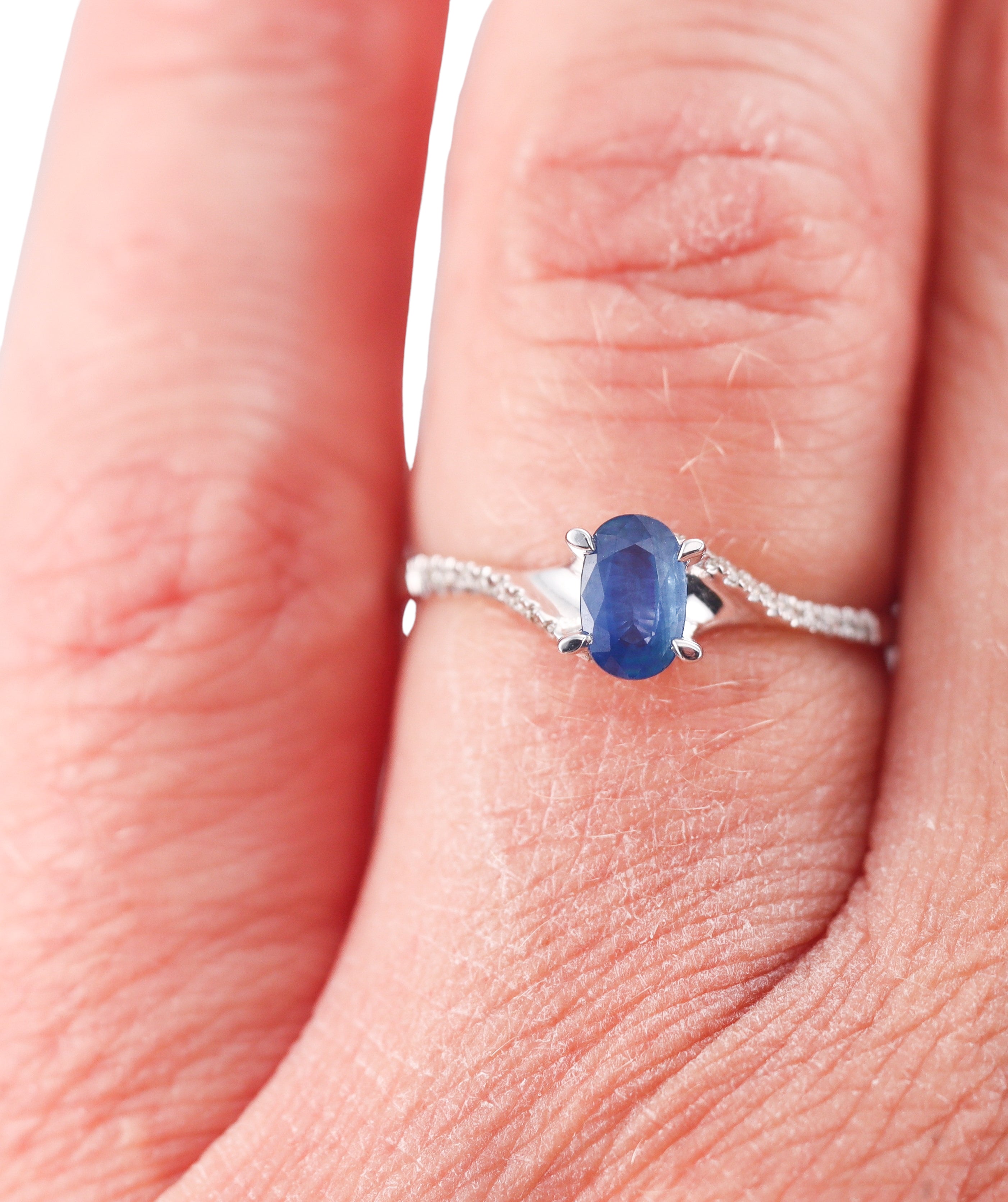 Kallati White Gold Blue Sapphire Diamond Ring
