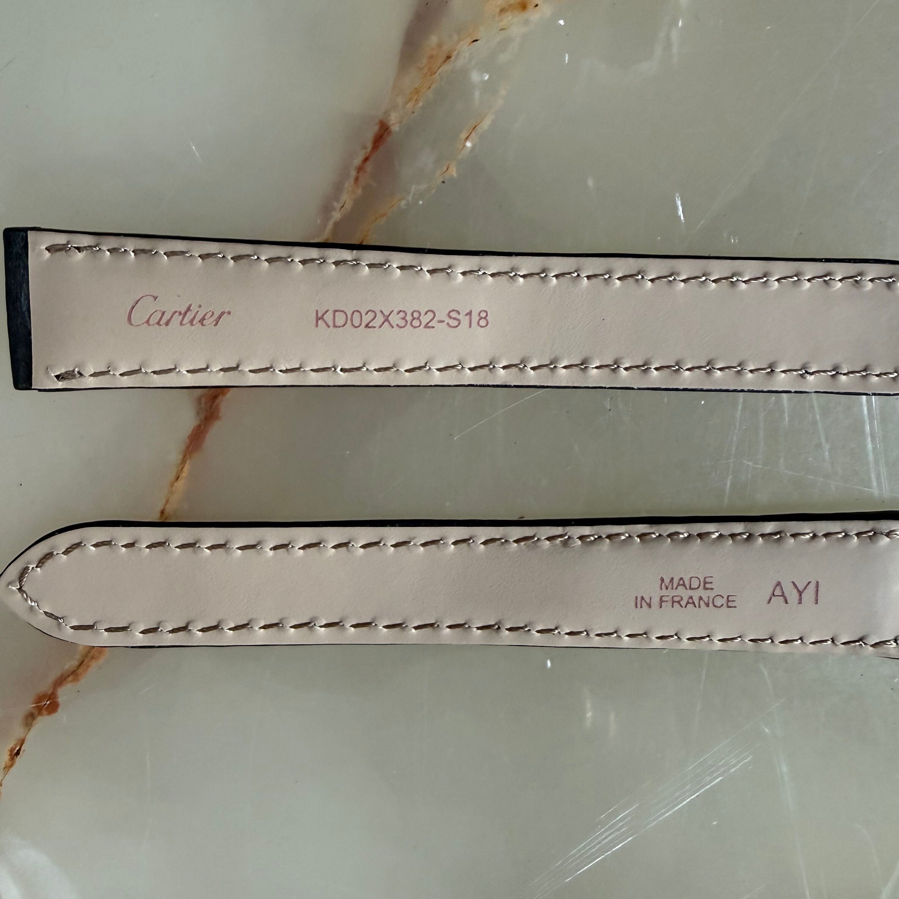 Authentic Cartier Black Calfskin Watch Strap Band 16mm KD02X382-S18