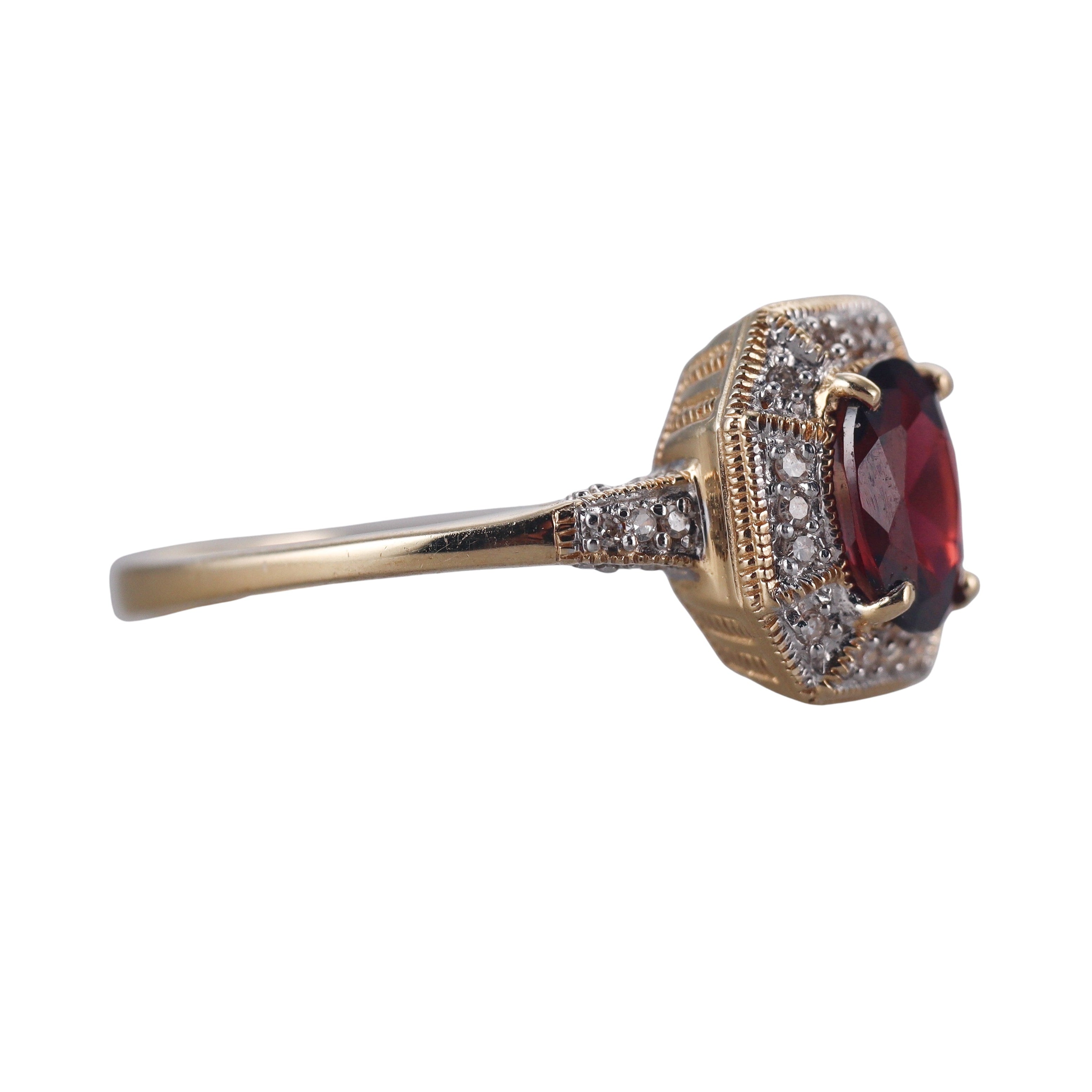 14k Gold Diamond Garnet Ring