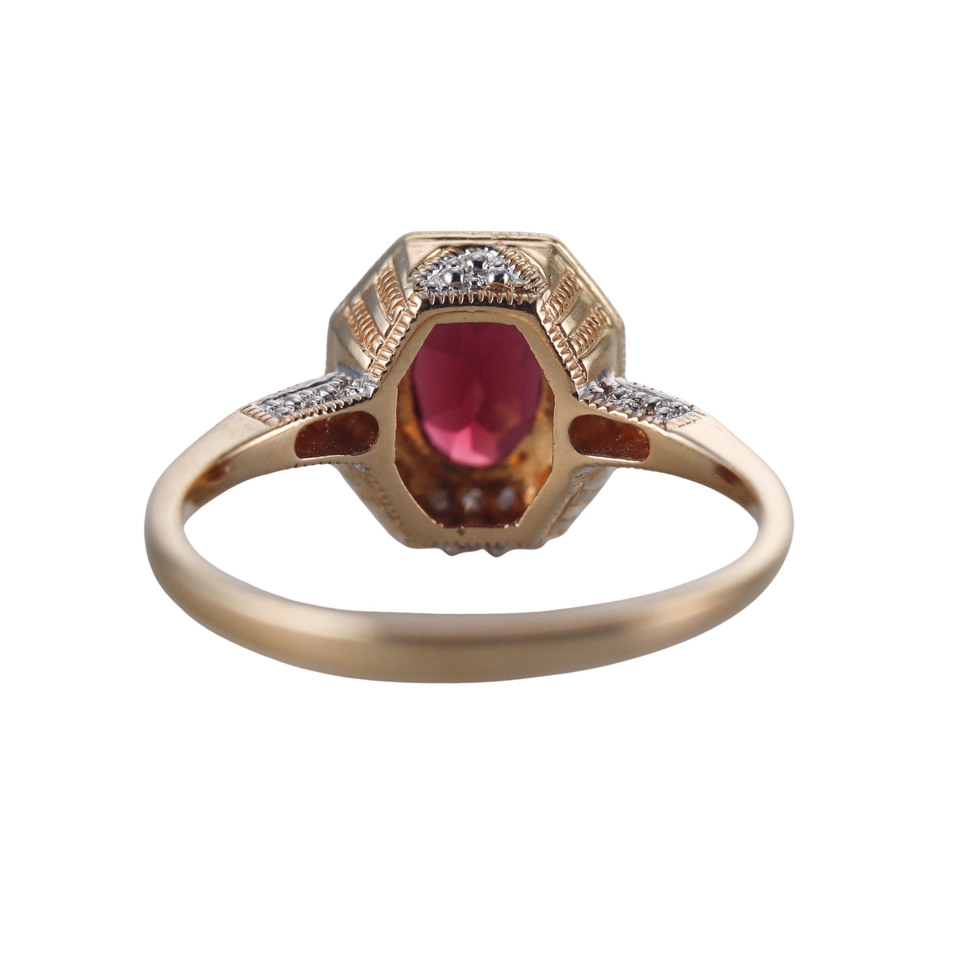 14k Gold Diamond Garnet Ring