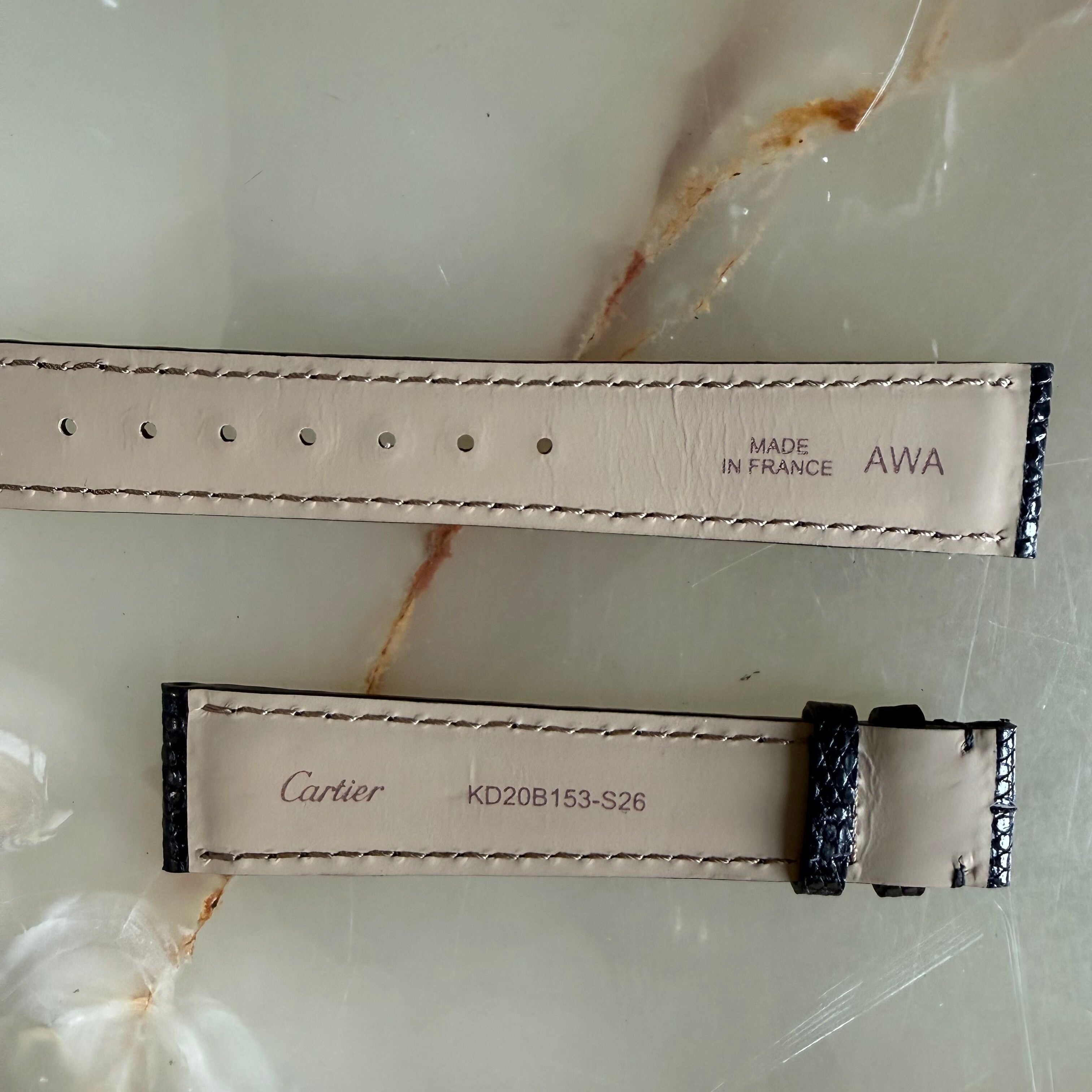 Authentic Cartier Black Lizard Watch Strap Band 18.75mm KD20B153-S26