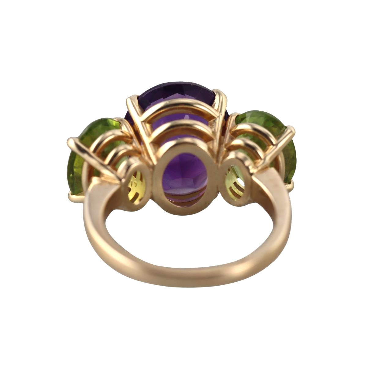 14k Yellow Gold Peridot Amethyst Cocktail Ring