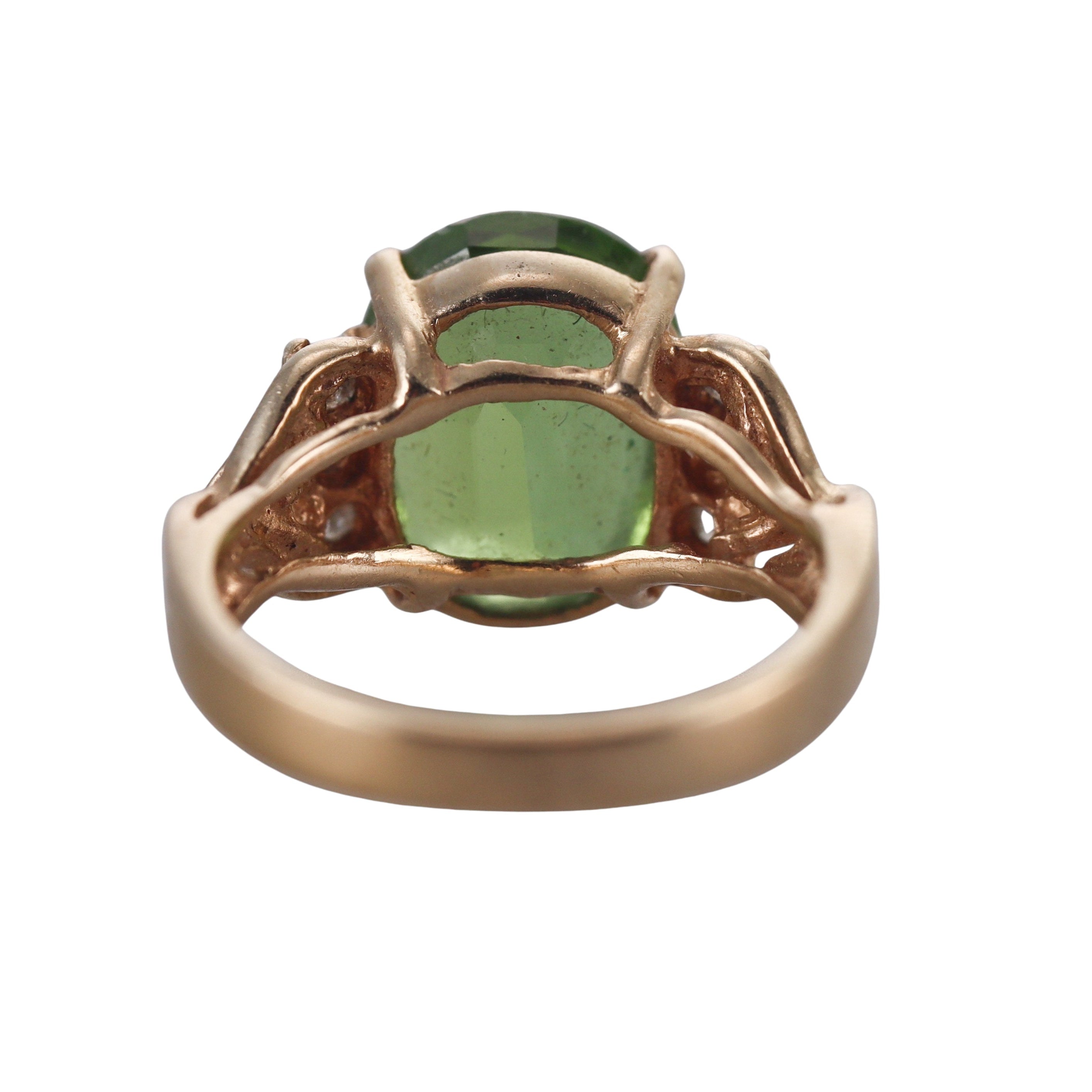 14k Yellow Gold Peridot Diamond Ring