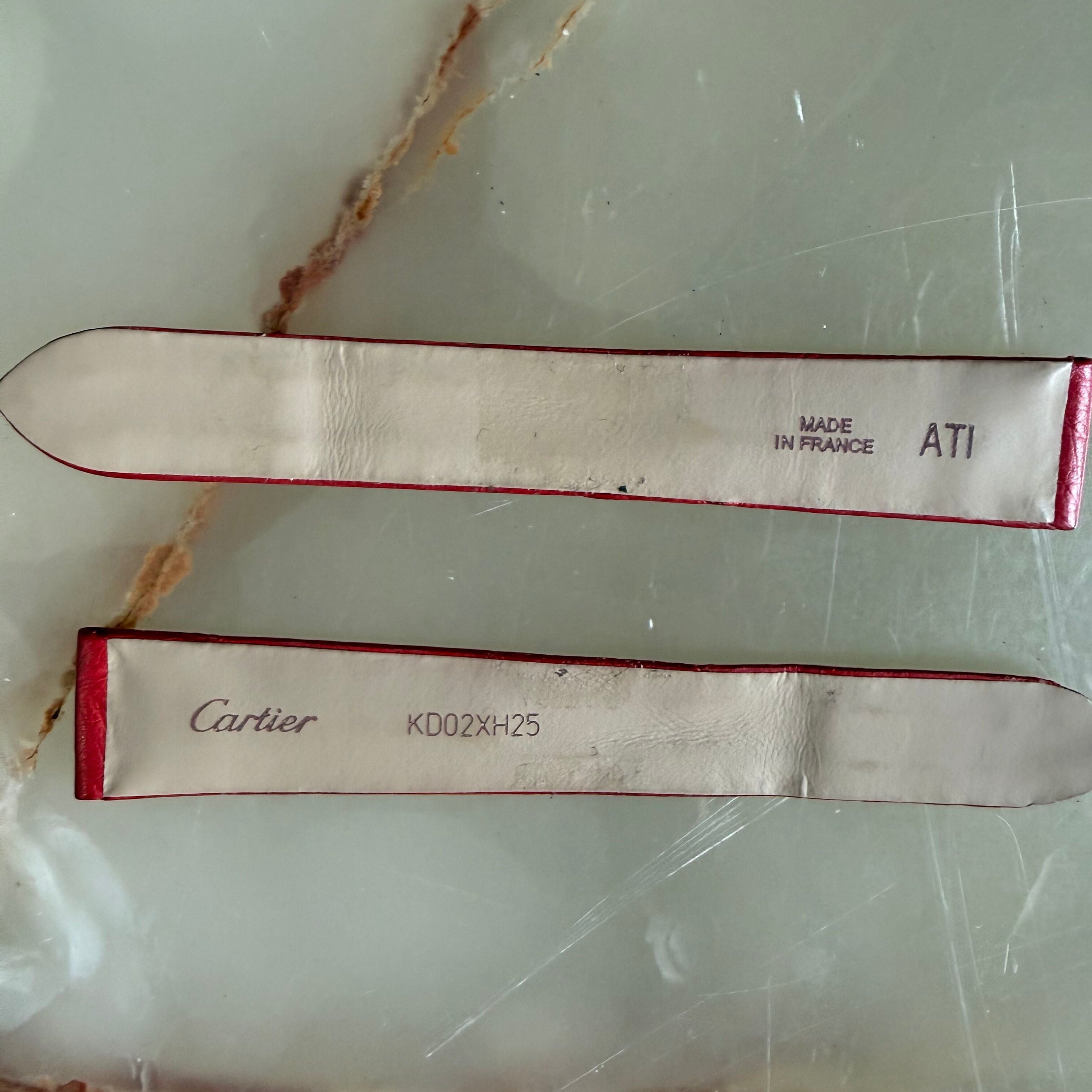 Authentic Cartier Red Ostrich Watch Strap Band 16mm KD02XH25