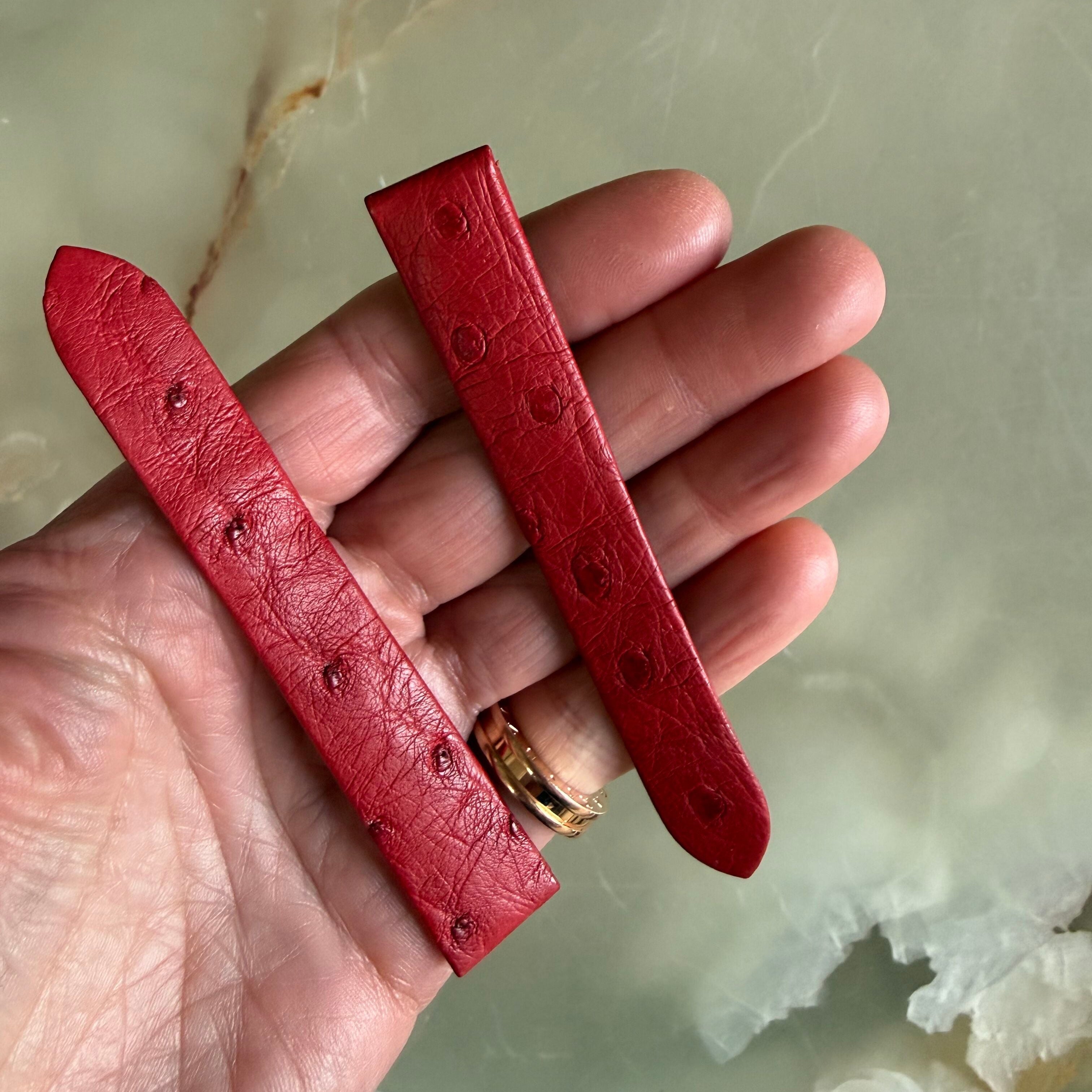 Authentic Cartier Red Ostrich Watch Strap Band 16mm KD02XH25