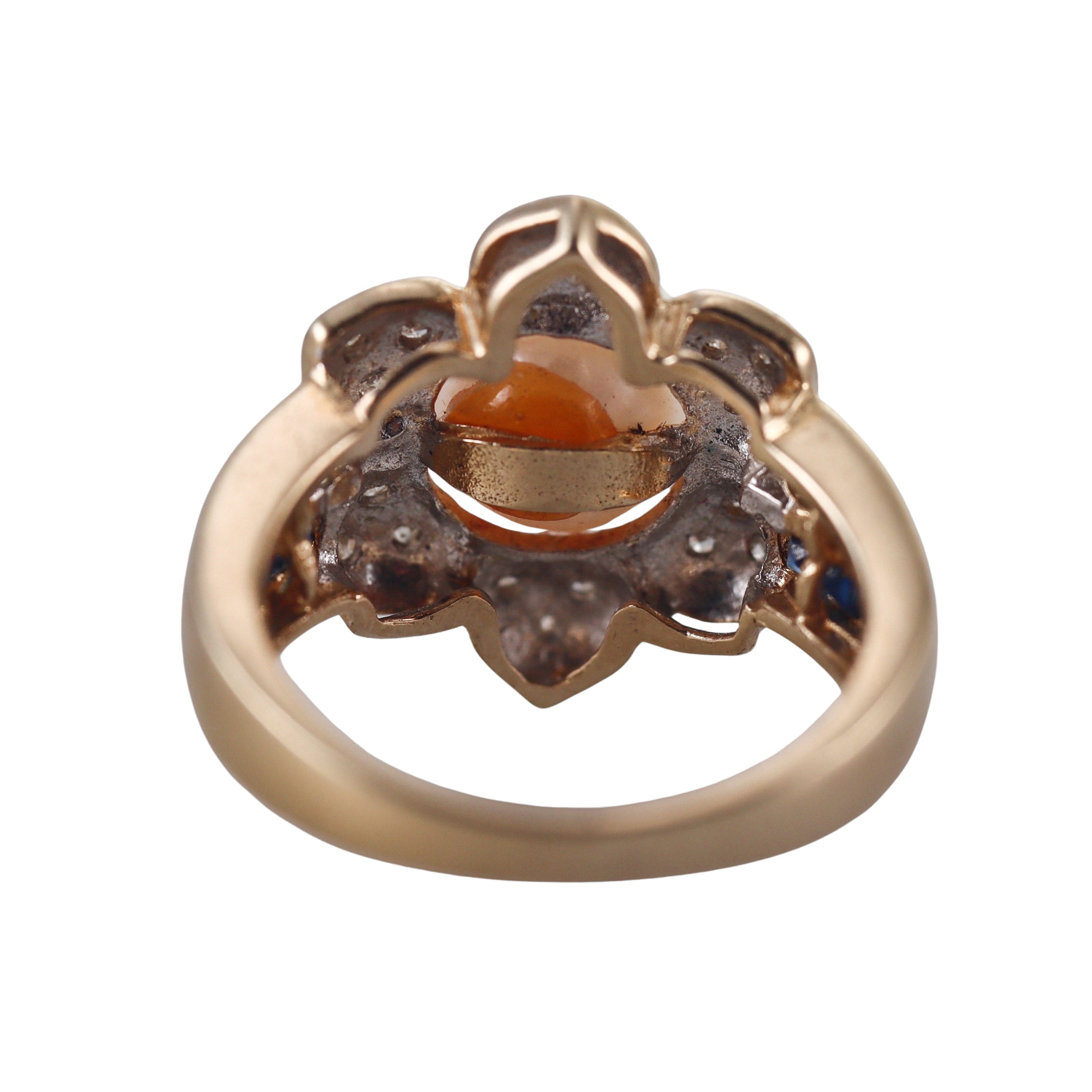14k Yellow Gold Pearl Diamond Sapphire Ring