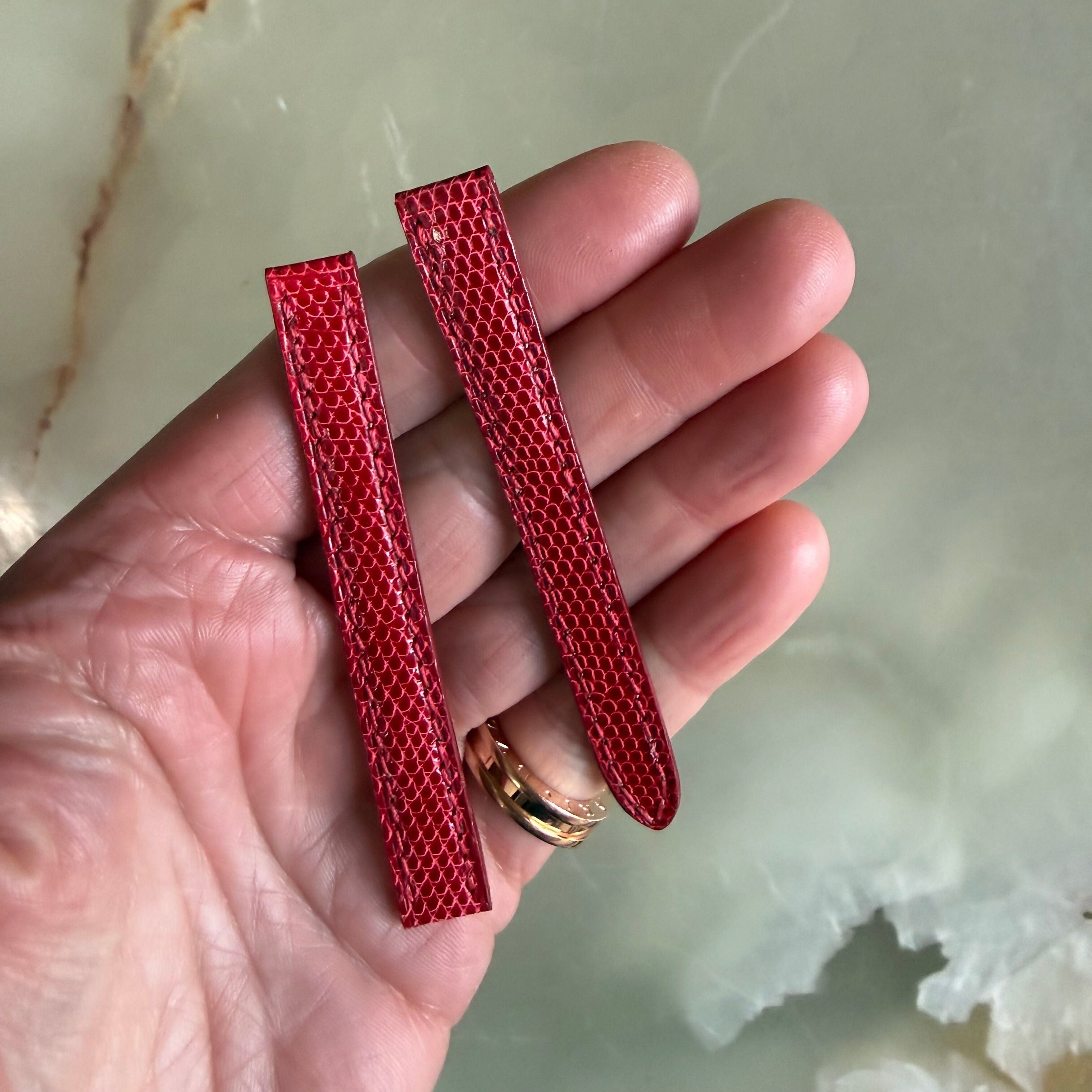 Authentic Cartier Red Lizard Watch Strap Band 10.50mm KD17Z221