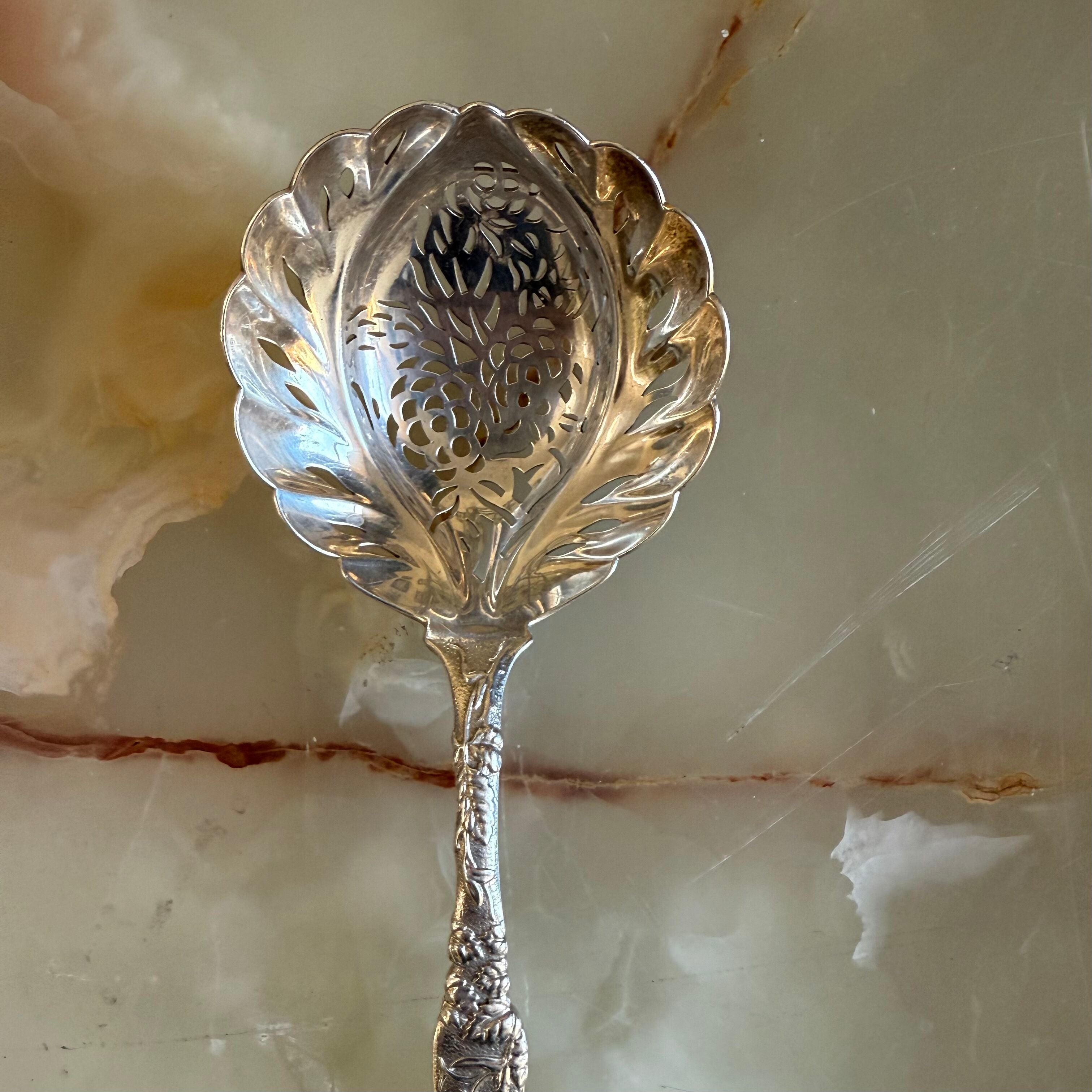 Tiffany & Co Raspberry Vine Sterling Silver Sugar Sifter Spoon