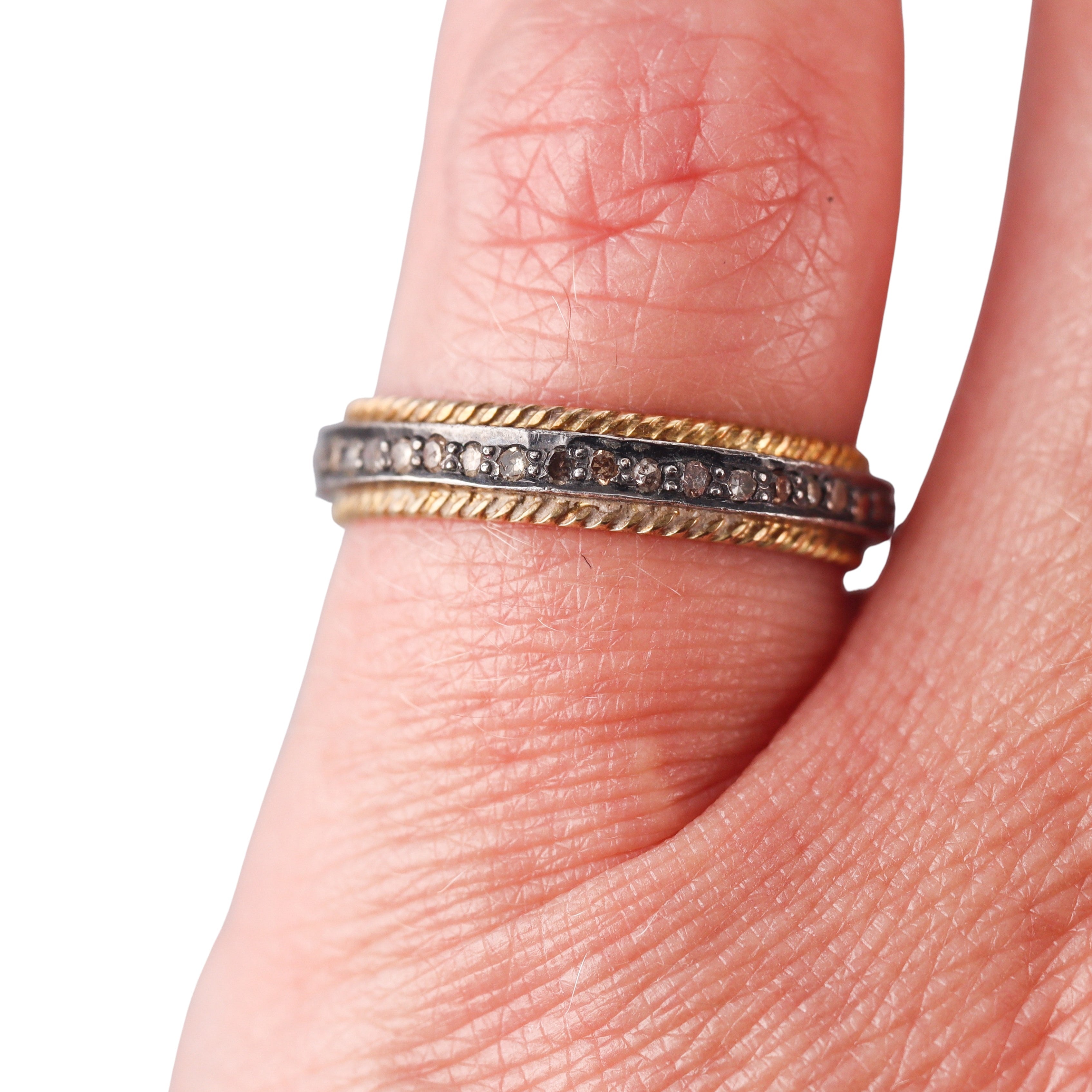 14k Gold Silver Diamond Eternity Wedding Band Ring