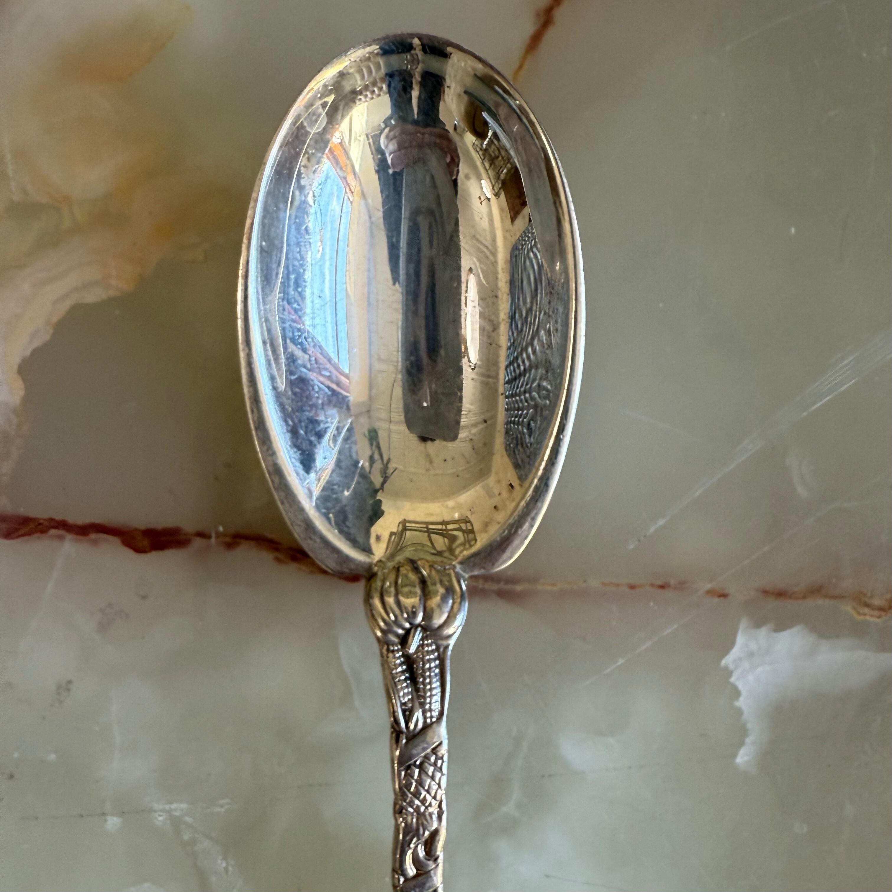 Tiffany & Co Turkey Motif Sterling Silver Cranberry Serving Spoon