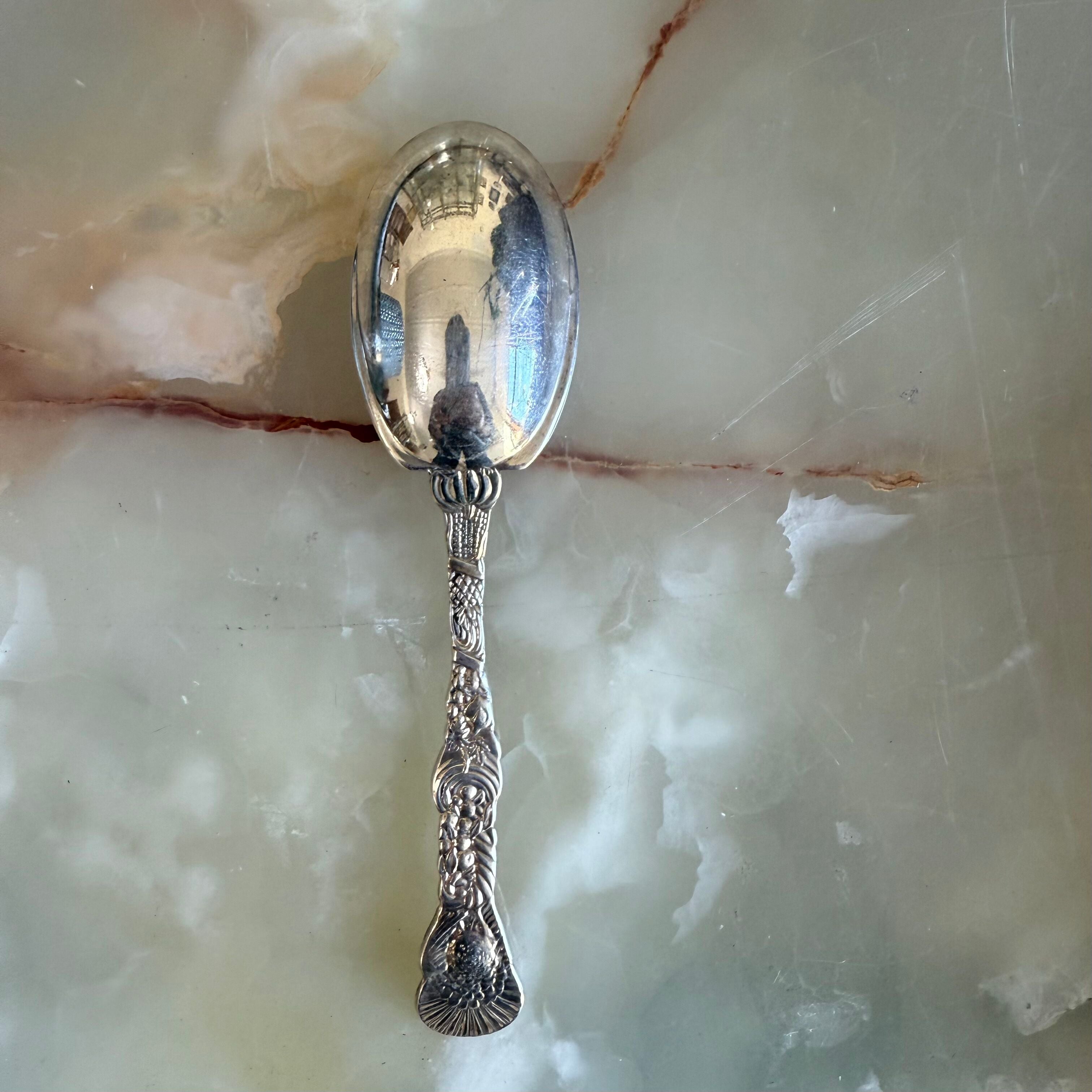 Tiffany & Co Turkey Motif Sterling Silver Cranberry Serving Spoon