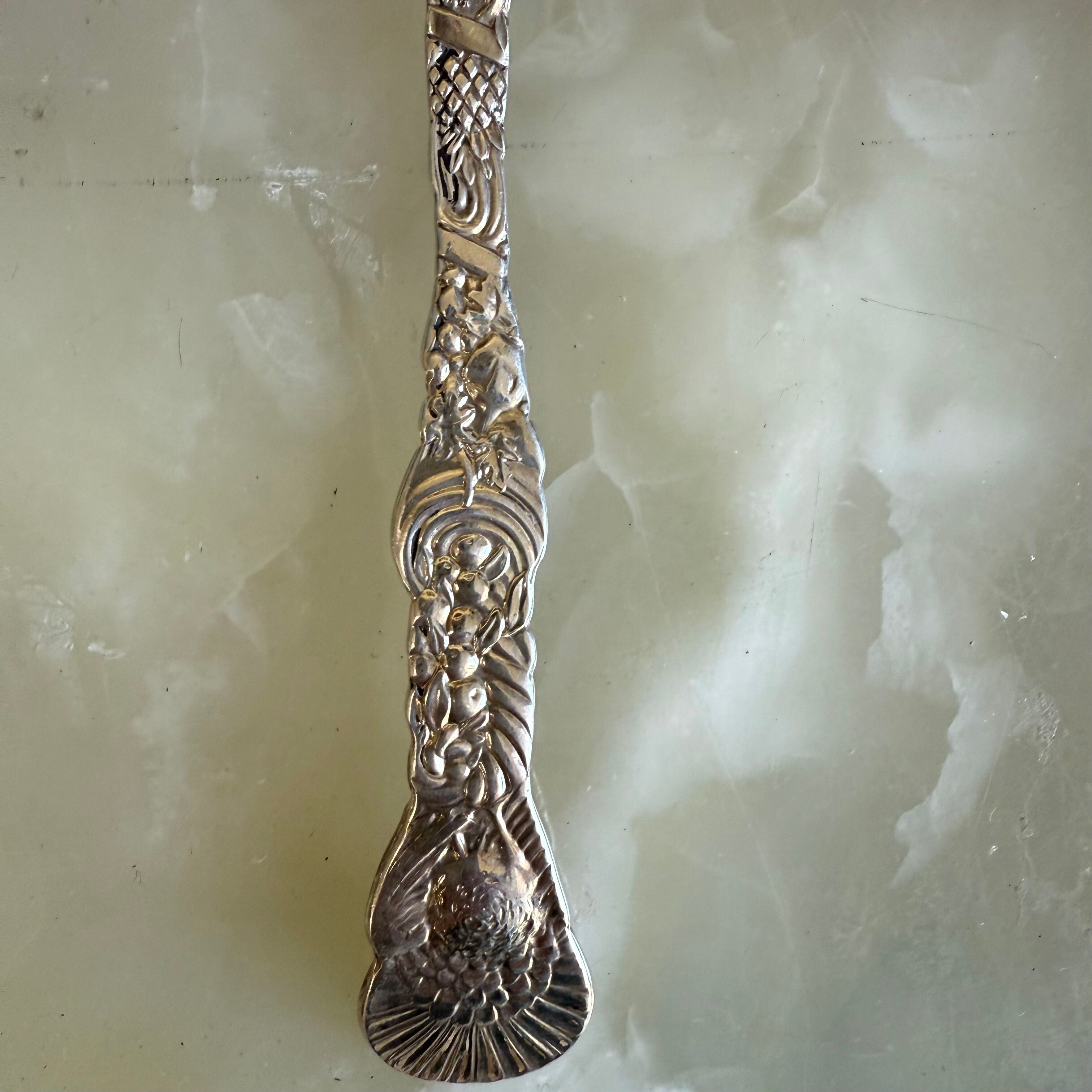 Tiffany & Co Turkey Motif Sterling Silver Cranberry Serving Spoon
