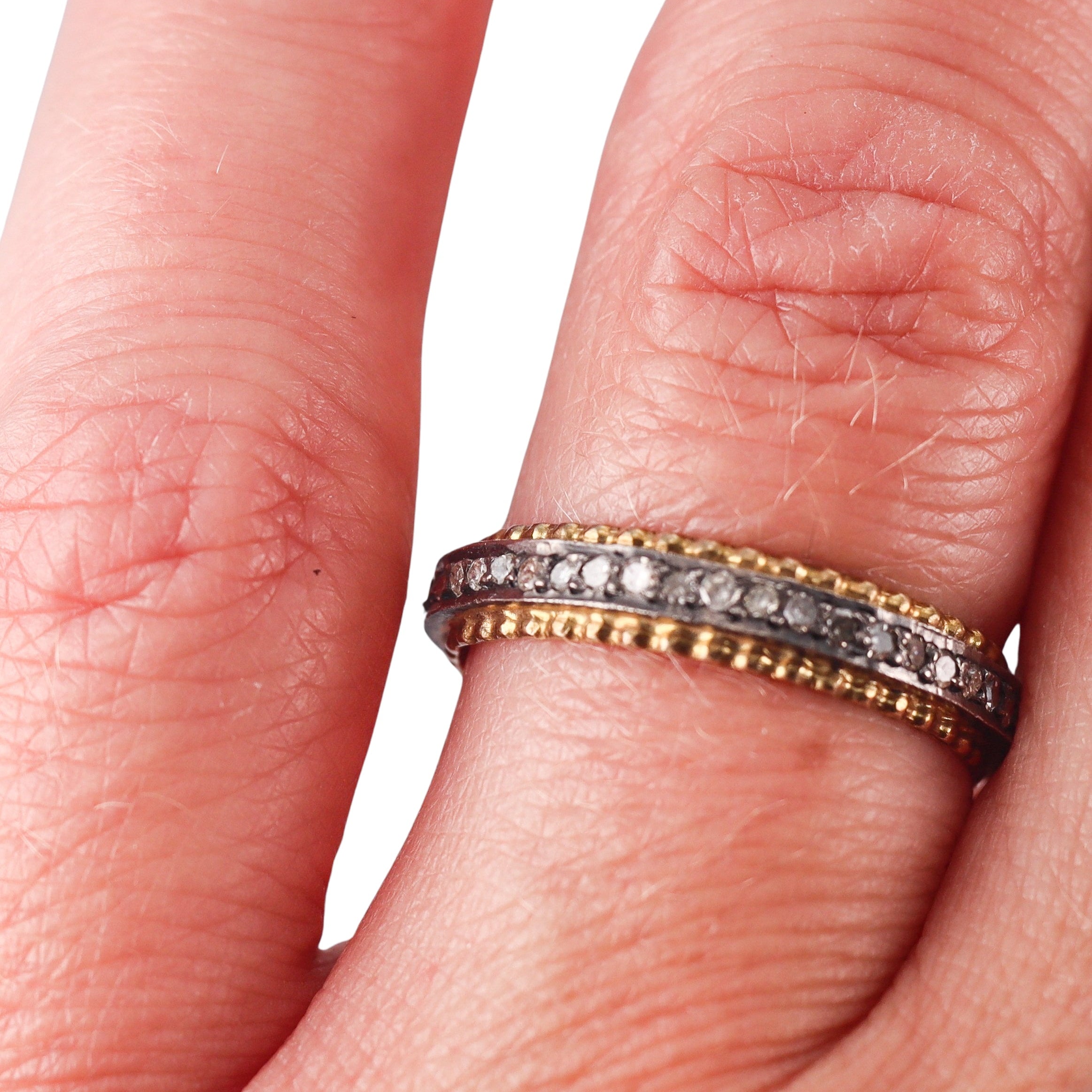 14k Gold Silver Diamond Eternity Wedding Band Ring