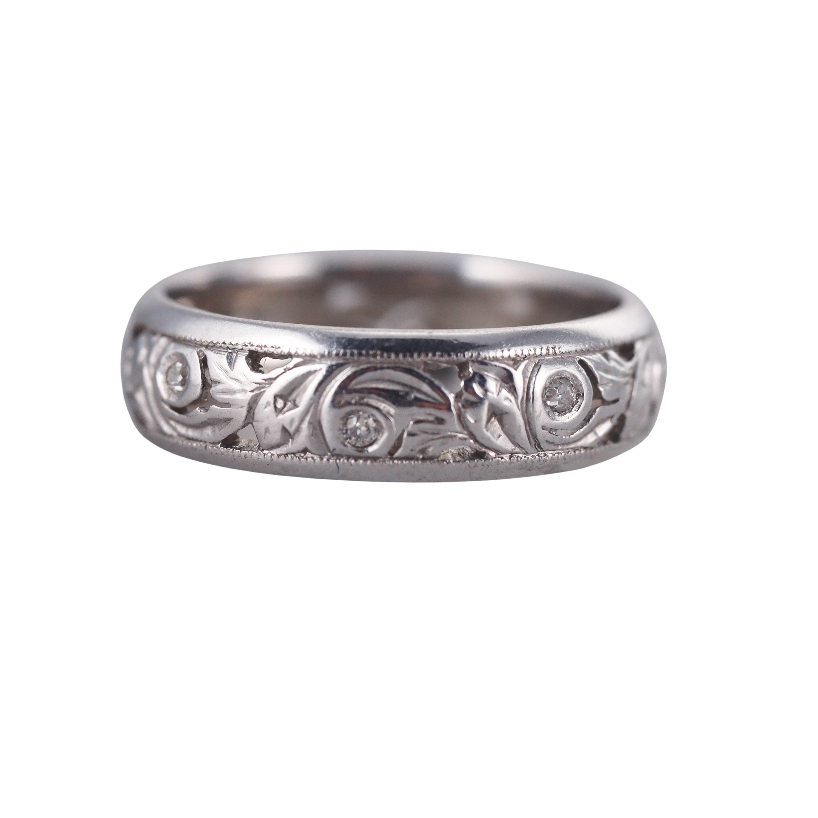 Art Deco Platinum Diamond Wedding Band Ring
