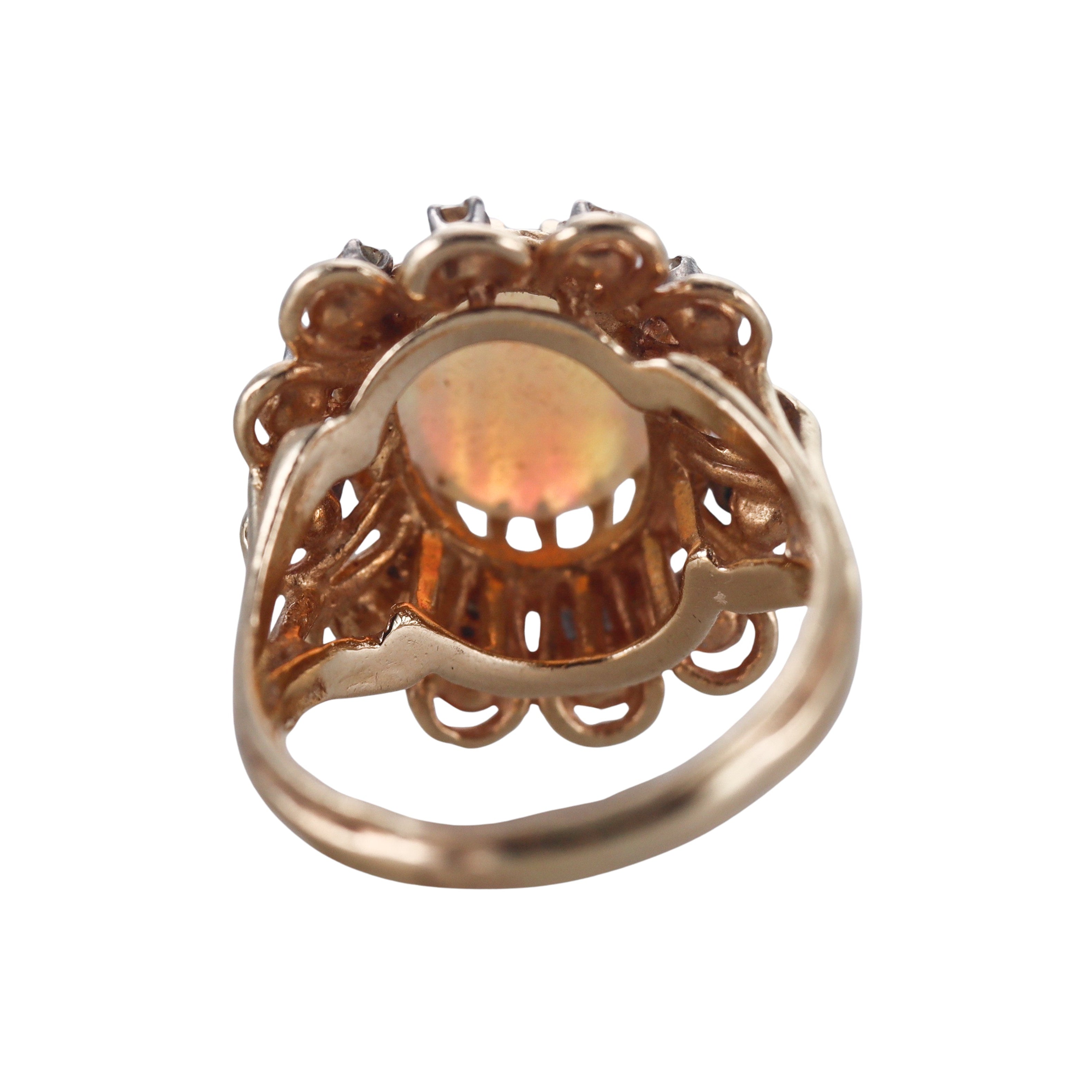 14k Gold Diamond Opal Ring