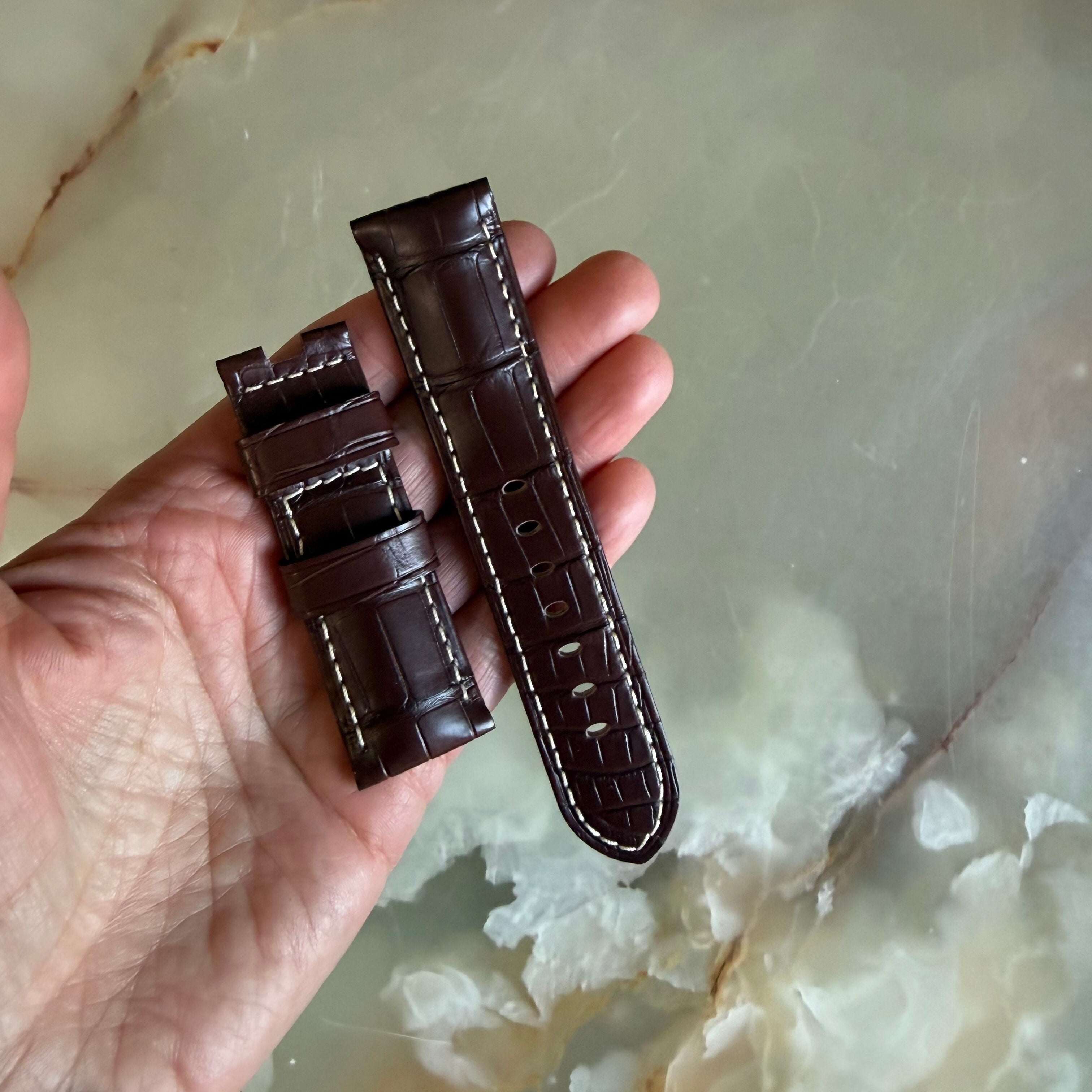 Authentic Panerai Brown Alligator Watch Strap Band 24mm