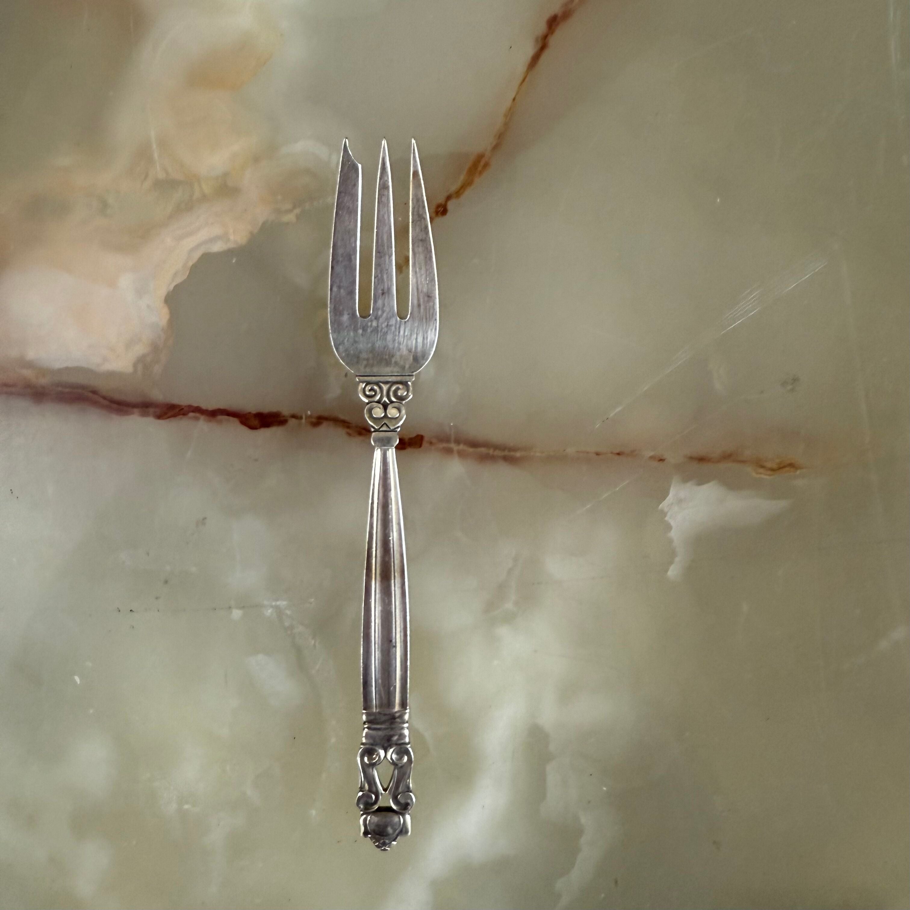 Georg Jensen Acorn Sterling Silver Pastry Fork Set of 6