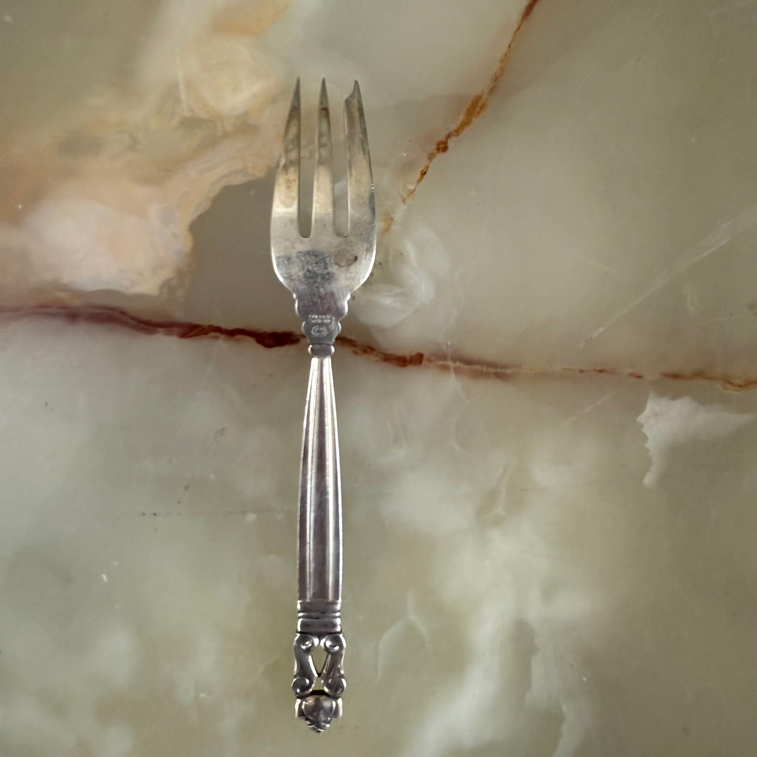 Georg Jensen Acorn Sterling Silver Pastry Fork Set of 6