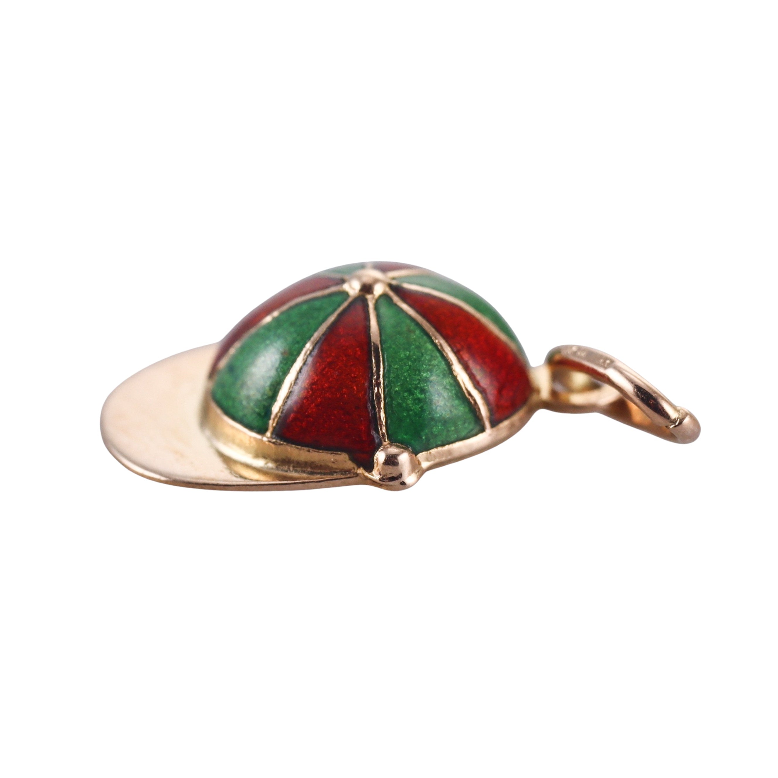 Vintage 14k Gold Enamel Jockey Hat Pendant Charm