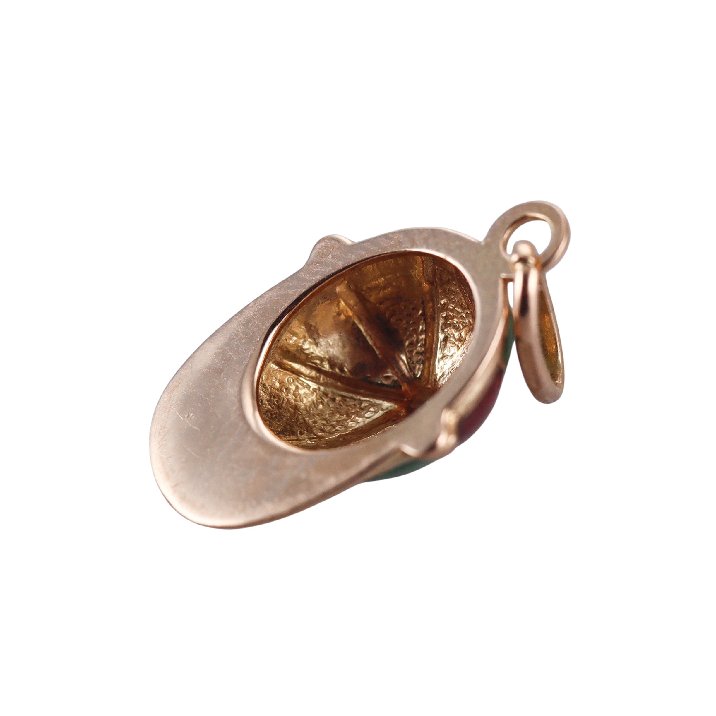Vintage 14k Gold Enamel Jockey Hat Pendant Charm