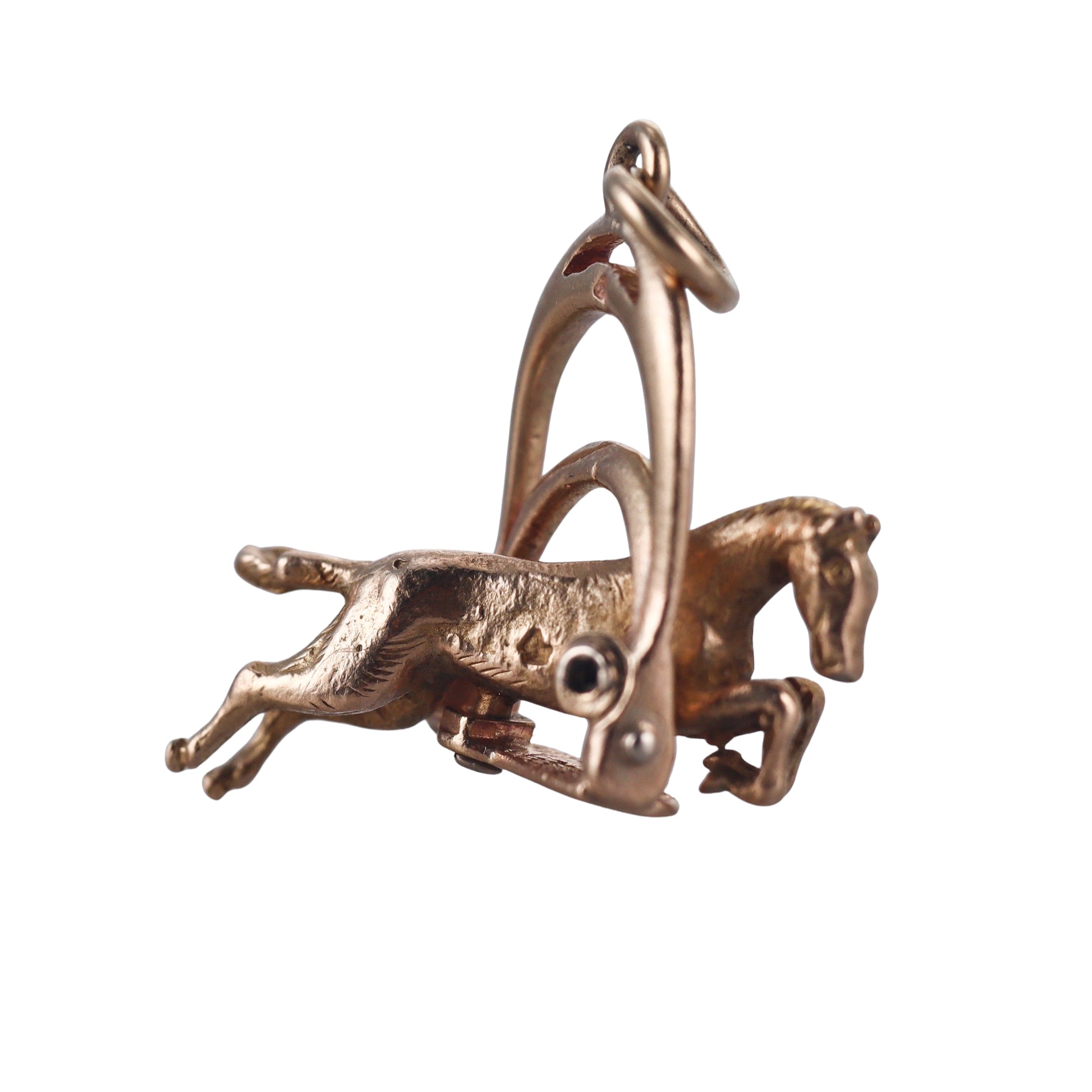 Vintage English 9k Gold Horse Stirrup Pendant Charm