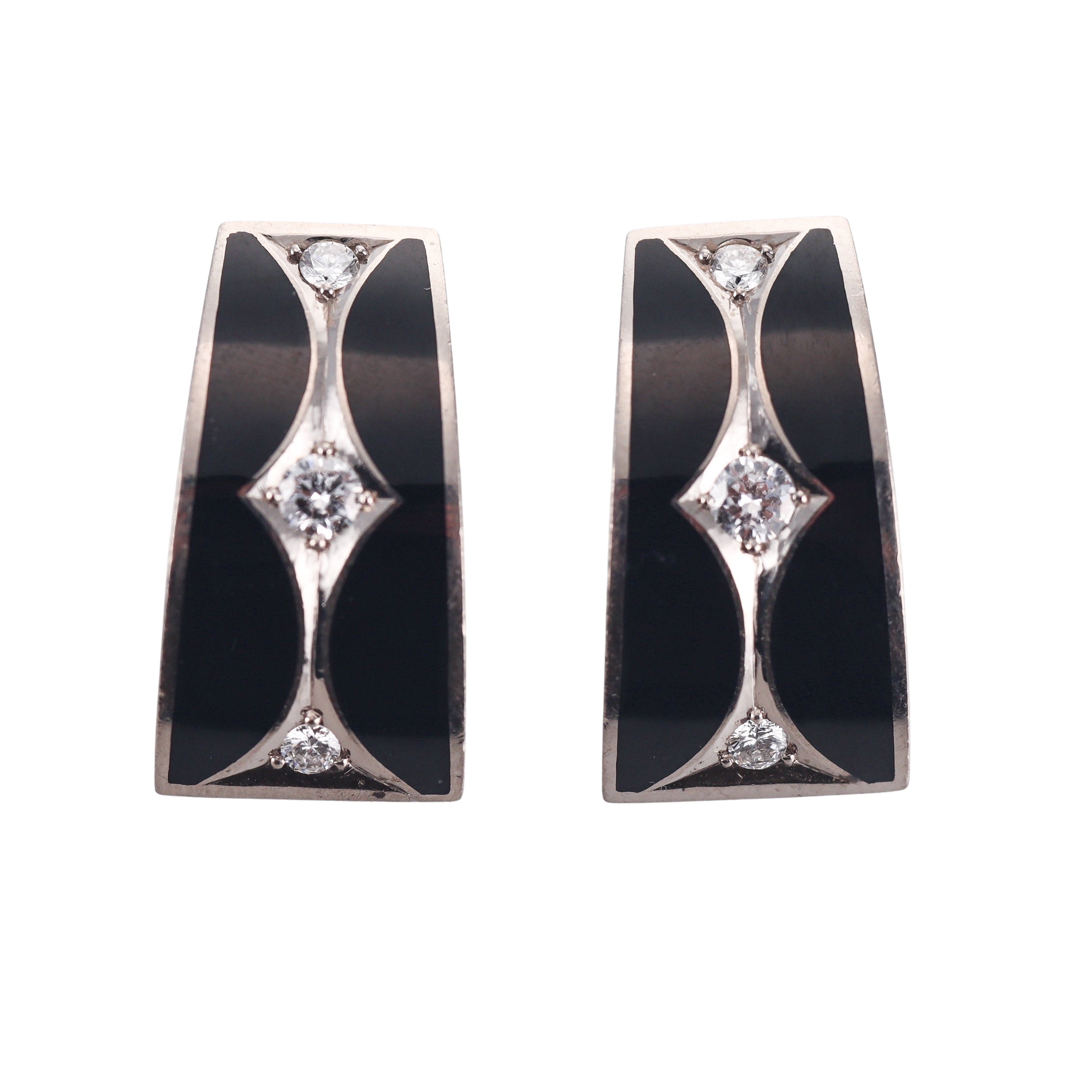 Stephen Webster 18k Gold Diamond Enamel Half Hoop Earrings