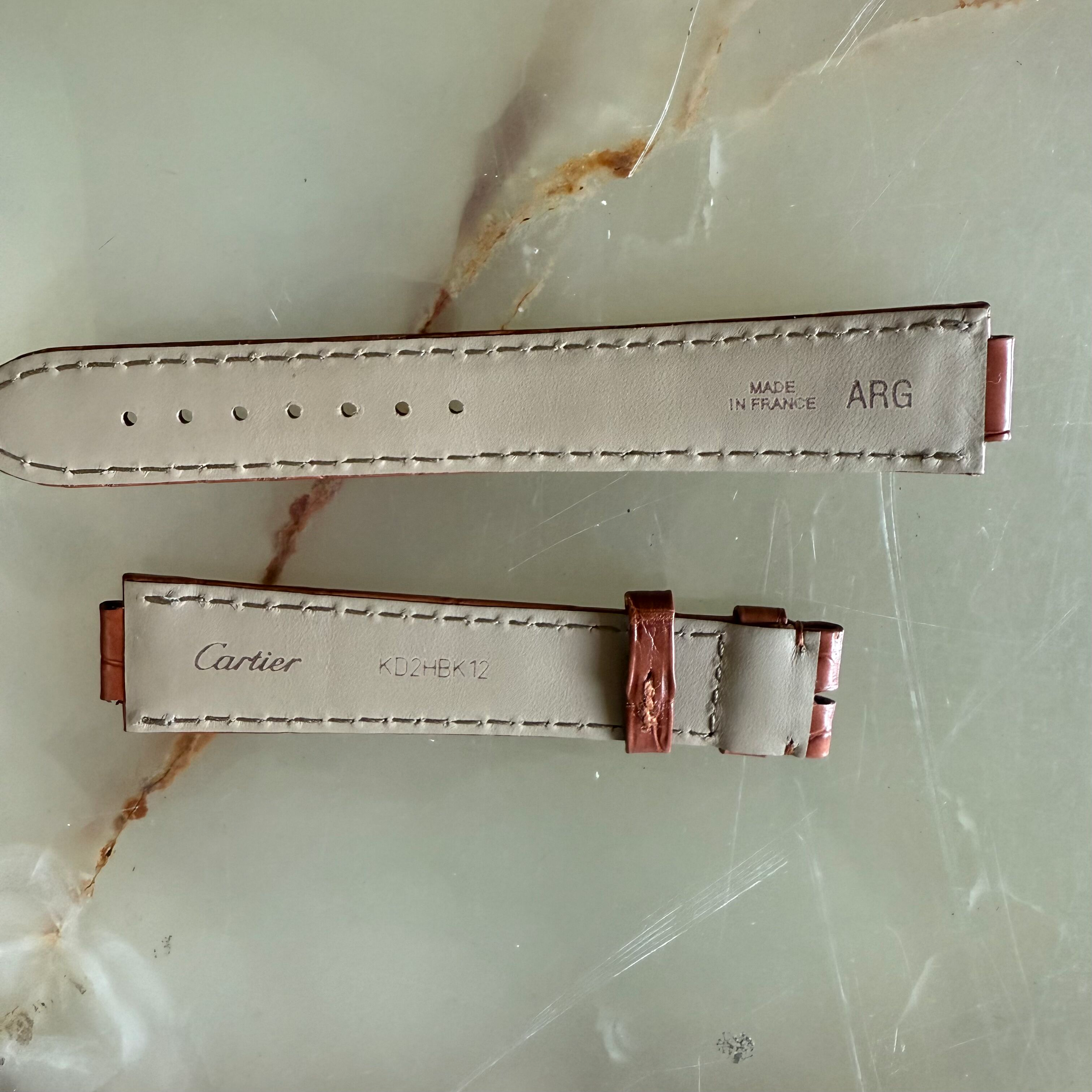 Authentic Cartier Ballon Bleu Brown Alligator Watch Strap Band 18mm KD2HBK12
