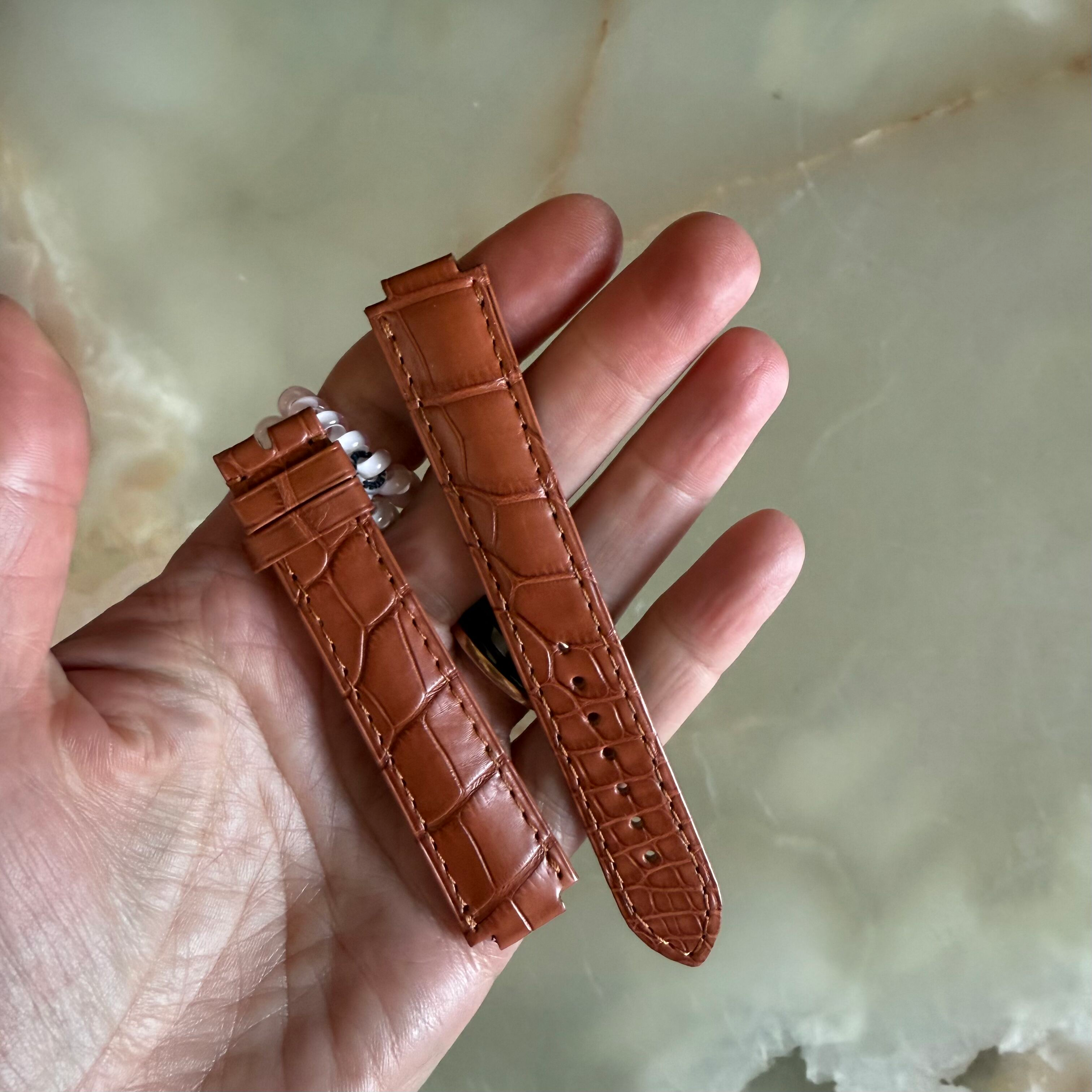 Authentic Cartier Ballon Bleu Brown Alligator Watch Strap Band 18mm KD2HBK12