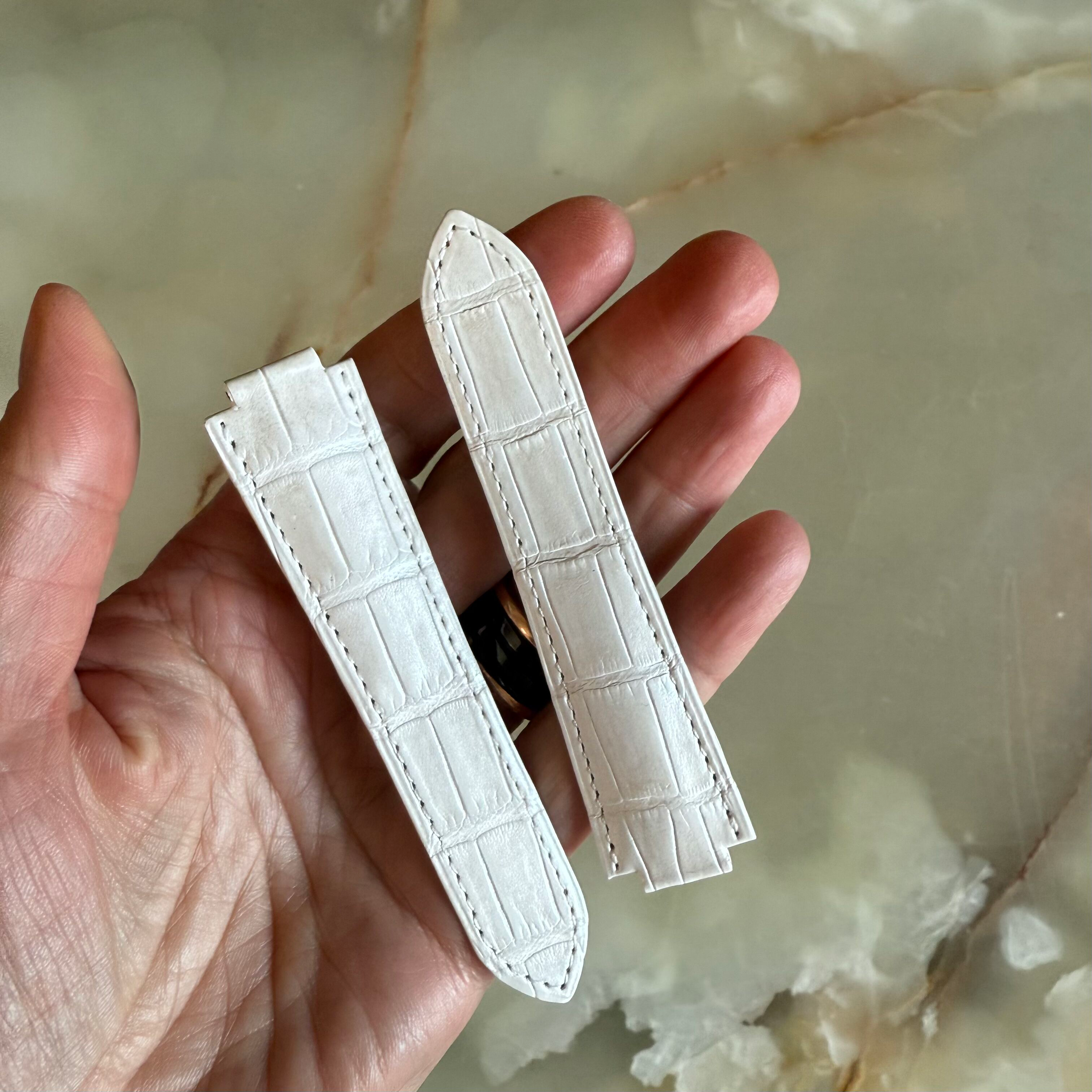 Authentic Cartier Ballon Bleu White Alligator Watch Strap Band 22mm KD2SXS06