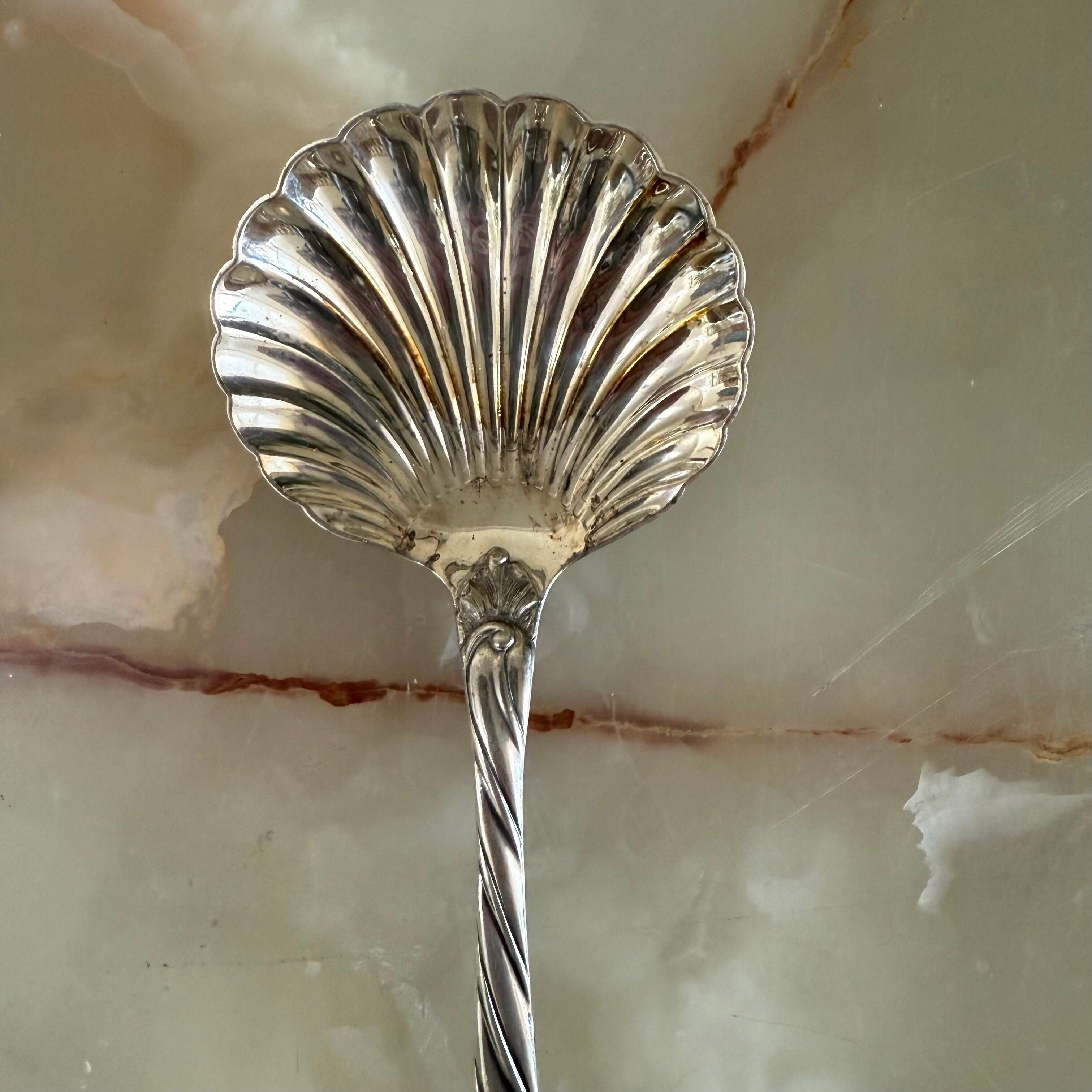 Buccellati Torchon Sterling Solid Shell Berry Casserole Spoon