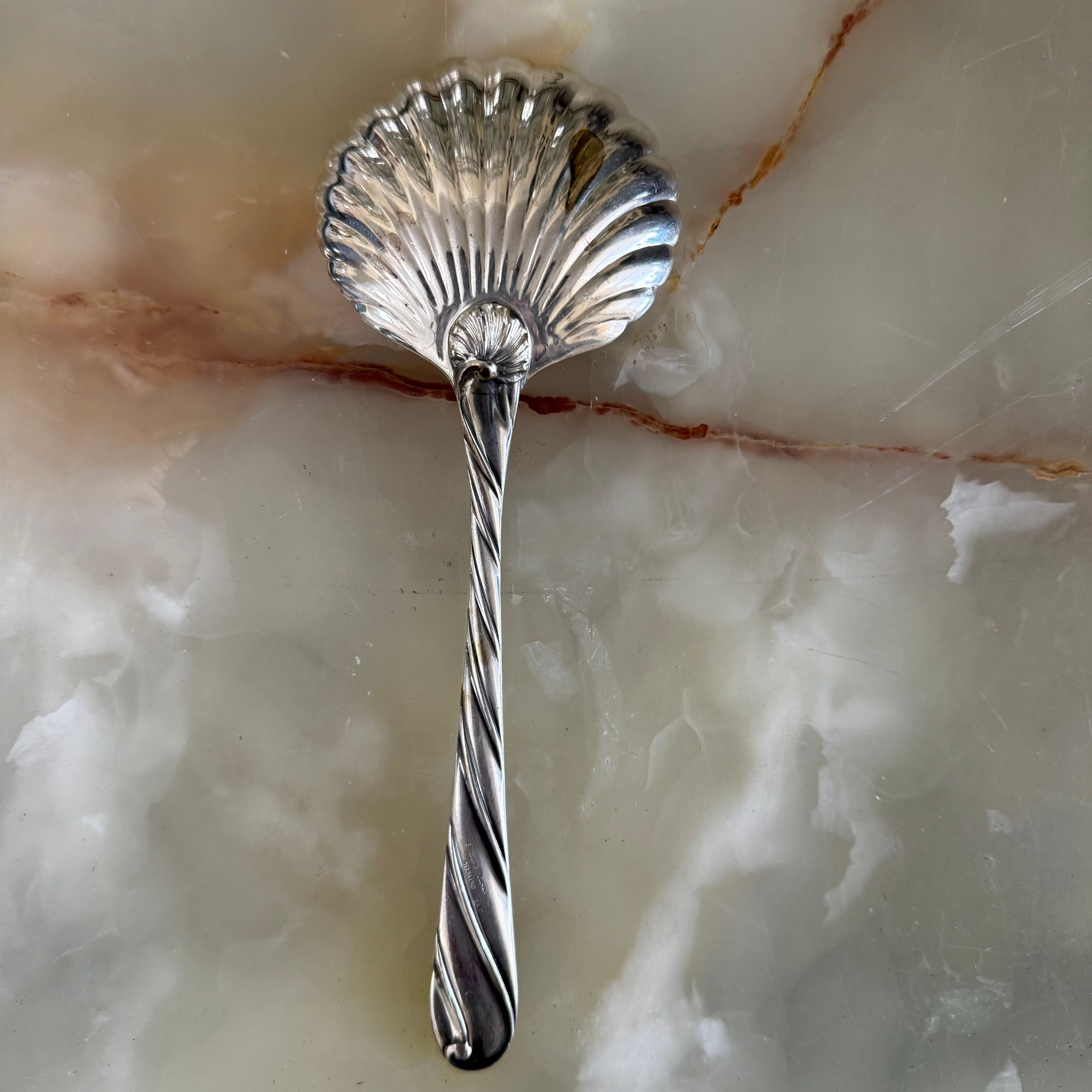 Buccellati Torchon Sterling Solid Shell Berry Casserole Spoon