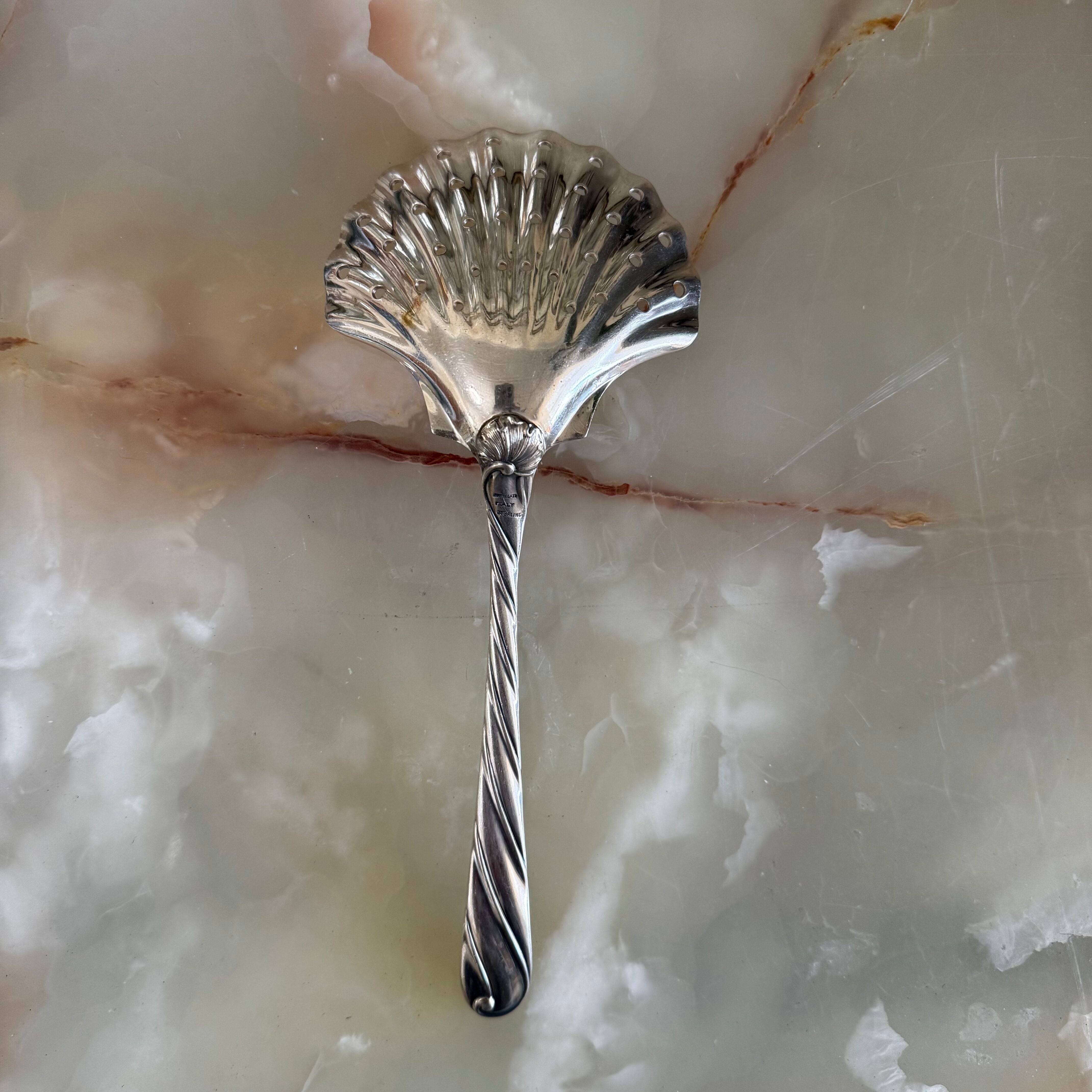 Buccellati Torchon Sterling Silver Pierced Vegetable Serving Spoon