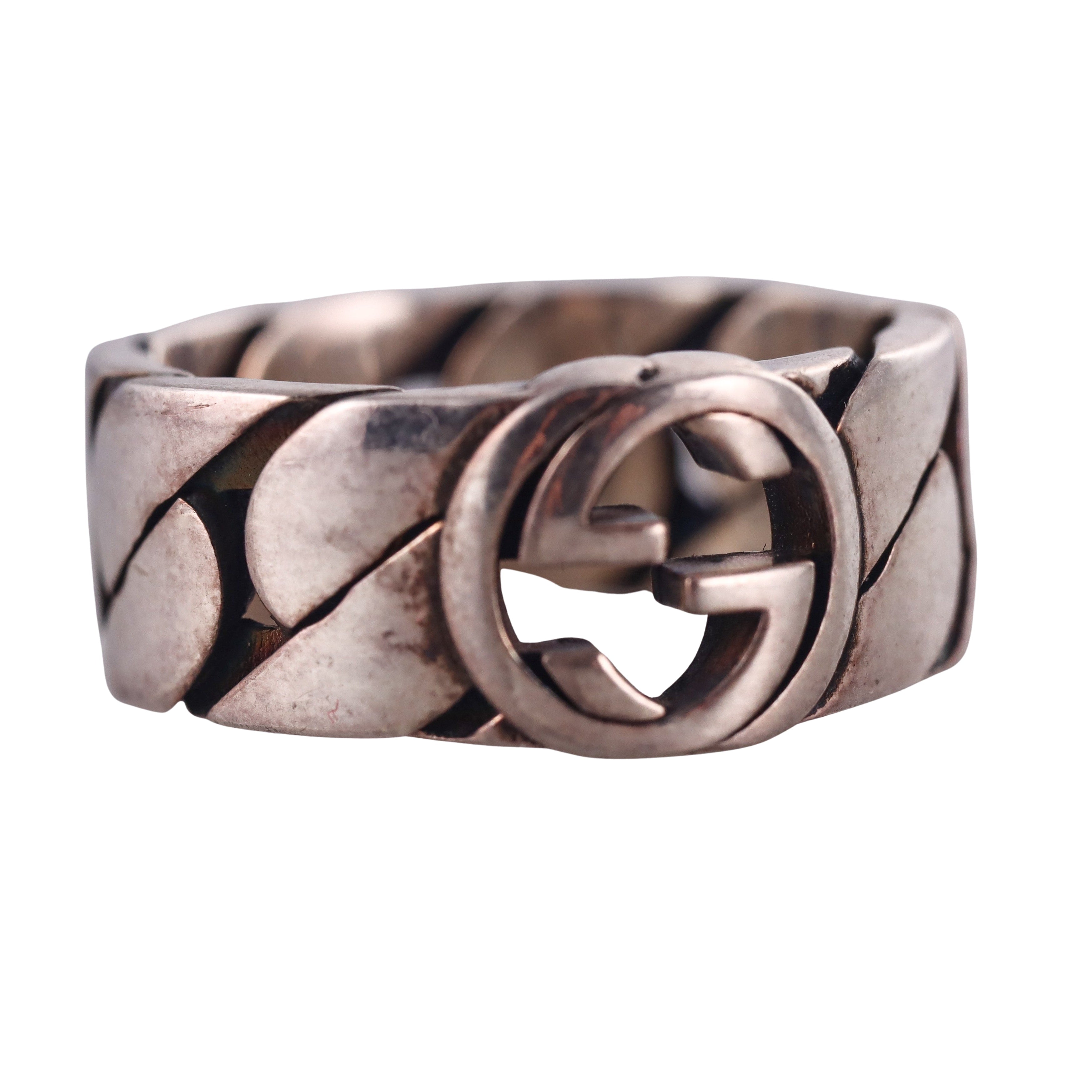 Gucci Sterling Silver Chain Ring Retail $340