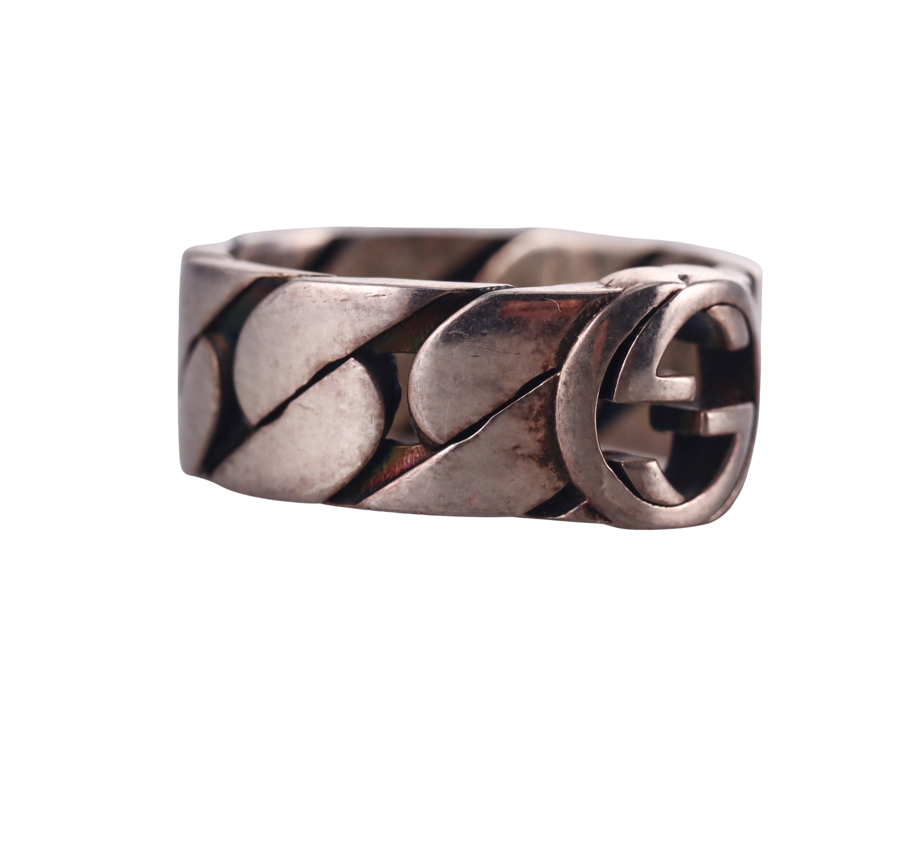 Gucci Sterling Silver Chain Ring Retail $340
