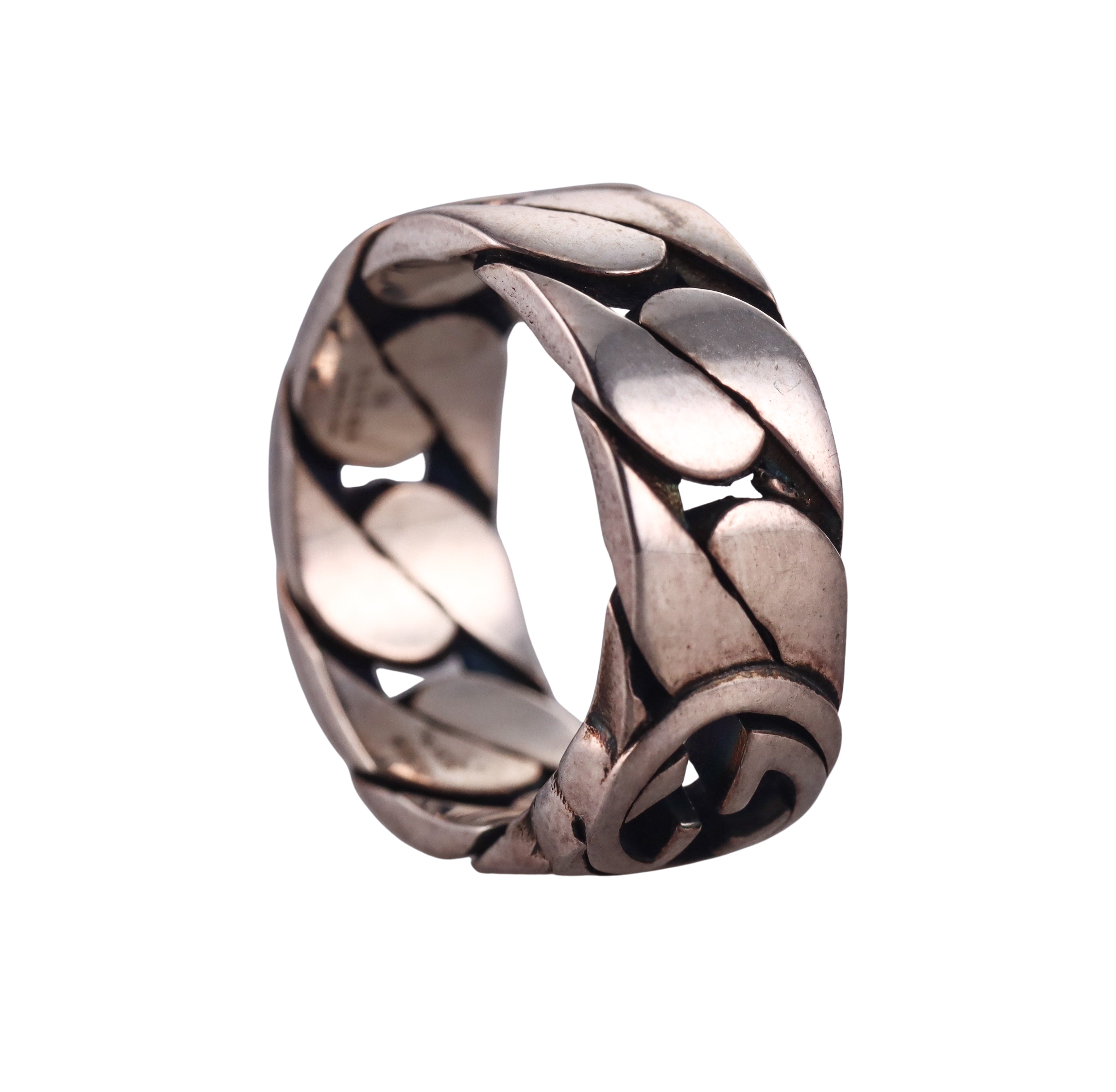 Gucci Sterling Silver Chain Ring Retail $340