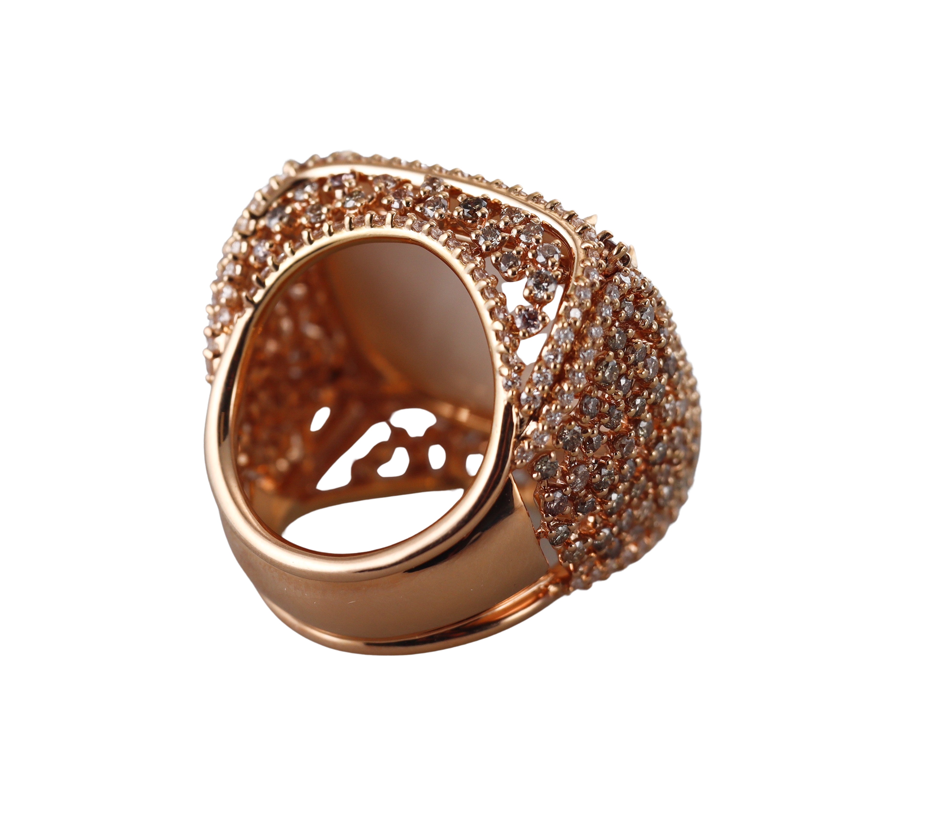 Giovanni Ferraris 18k Rose Gold Diamond White Agate Ring