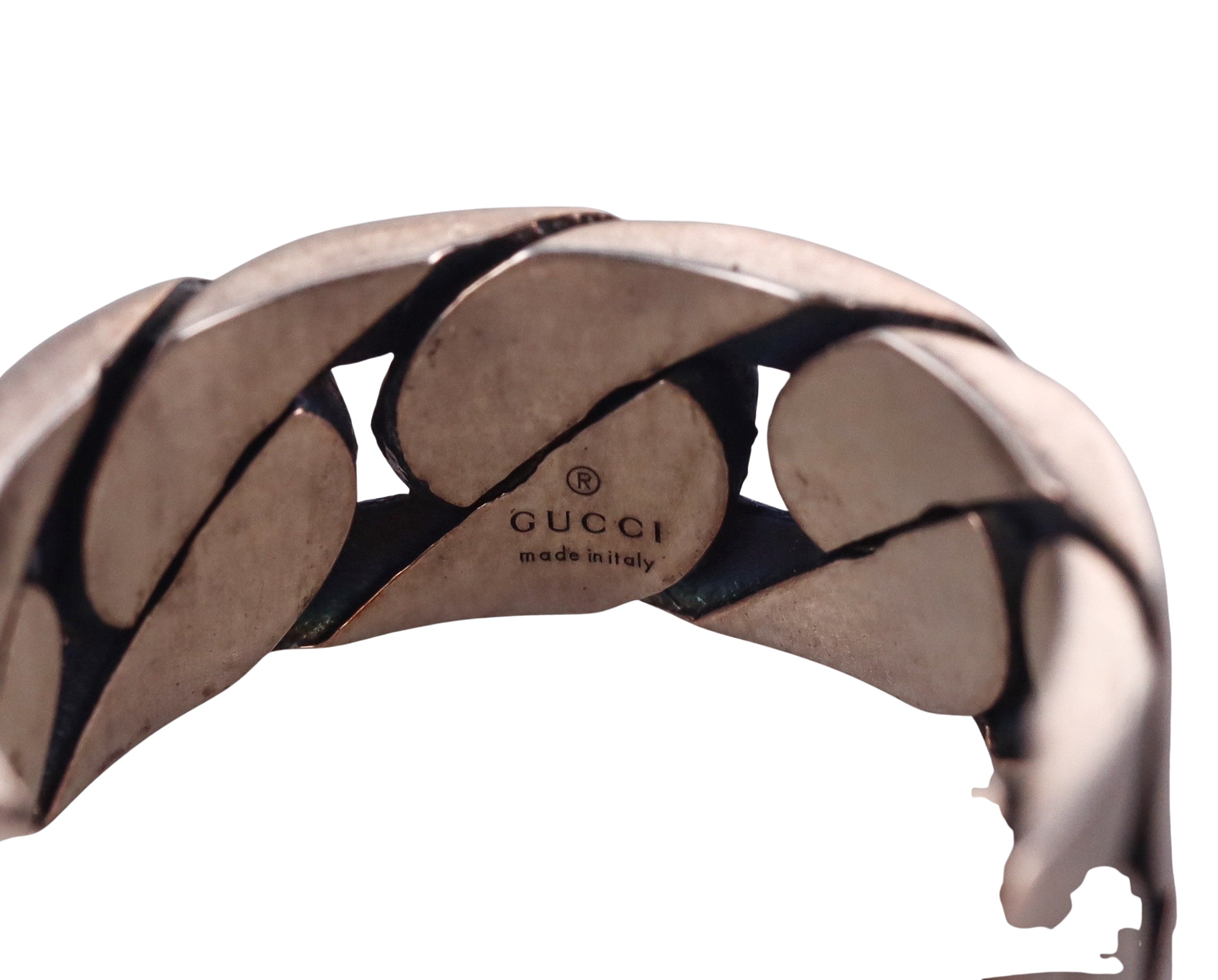 Gucci Sterling Silver Chain Ring Retail $340