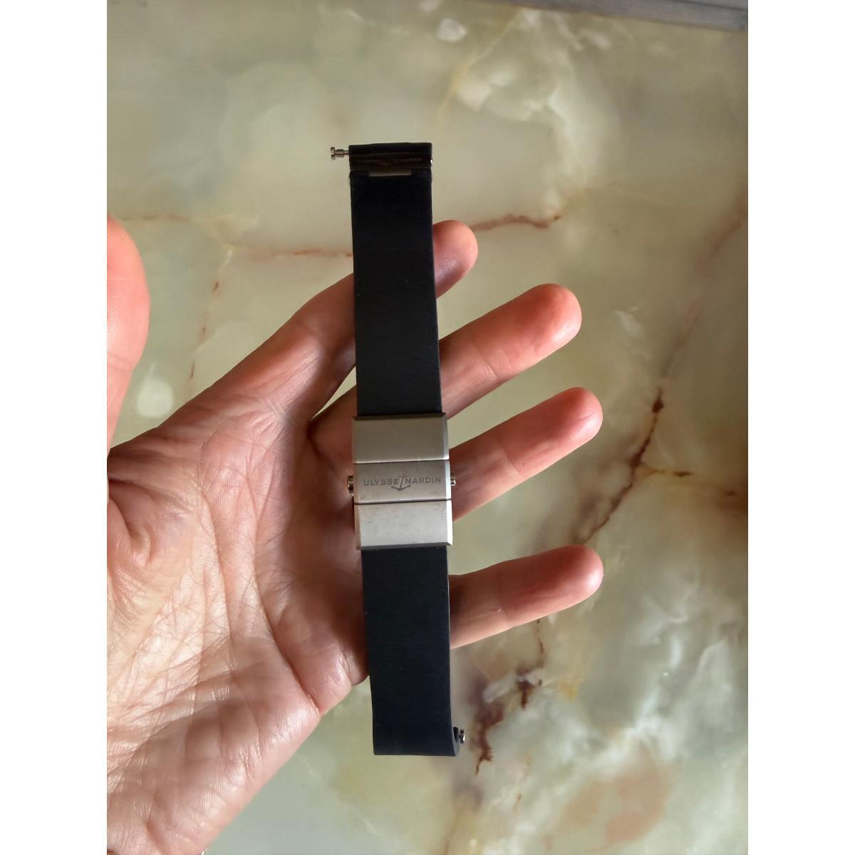 Authentic Ulysse Nardin Rubber Titanium Diver Black Watch Strap Band 25mm