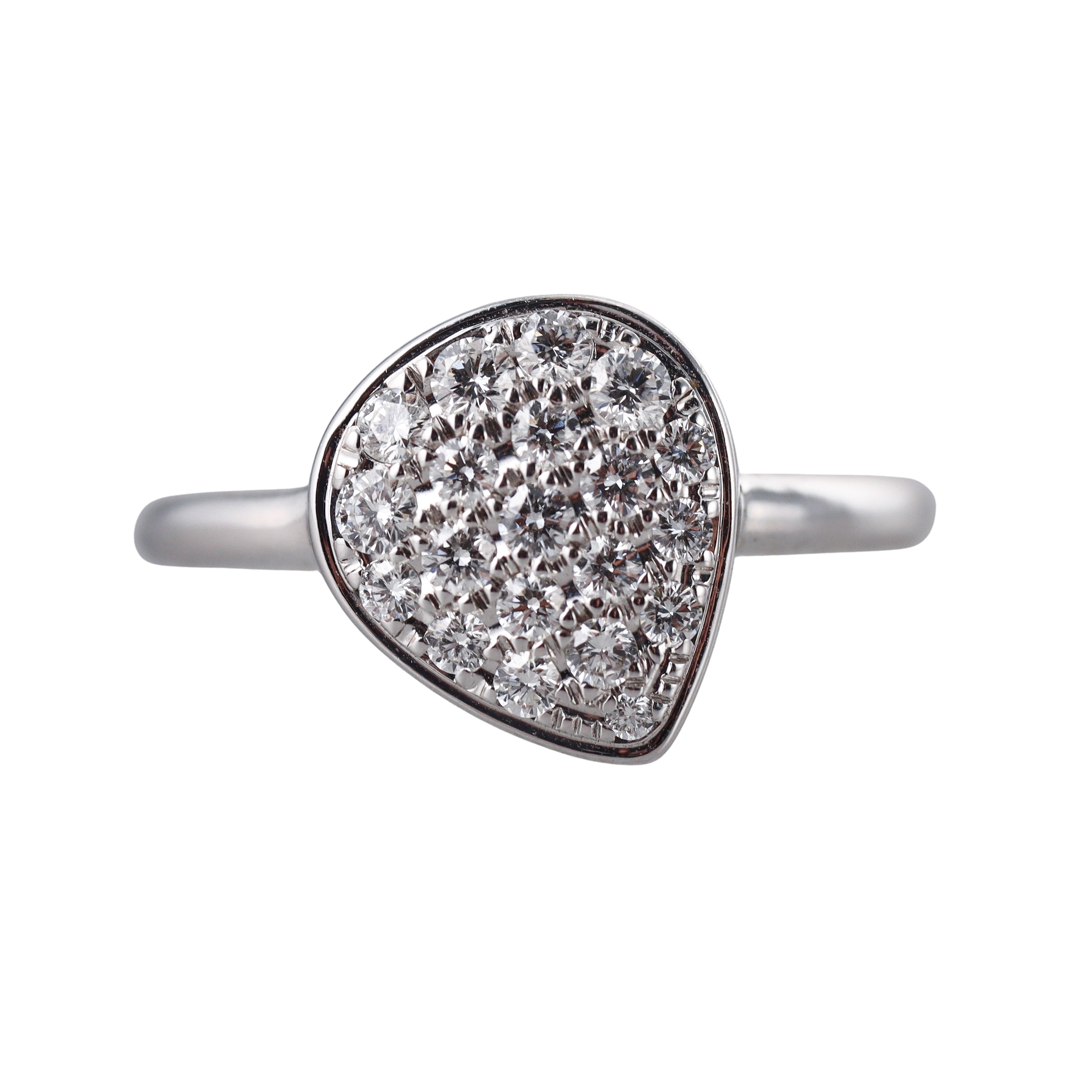 Modern Italian 18k White Gold Diamond Ring