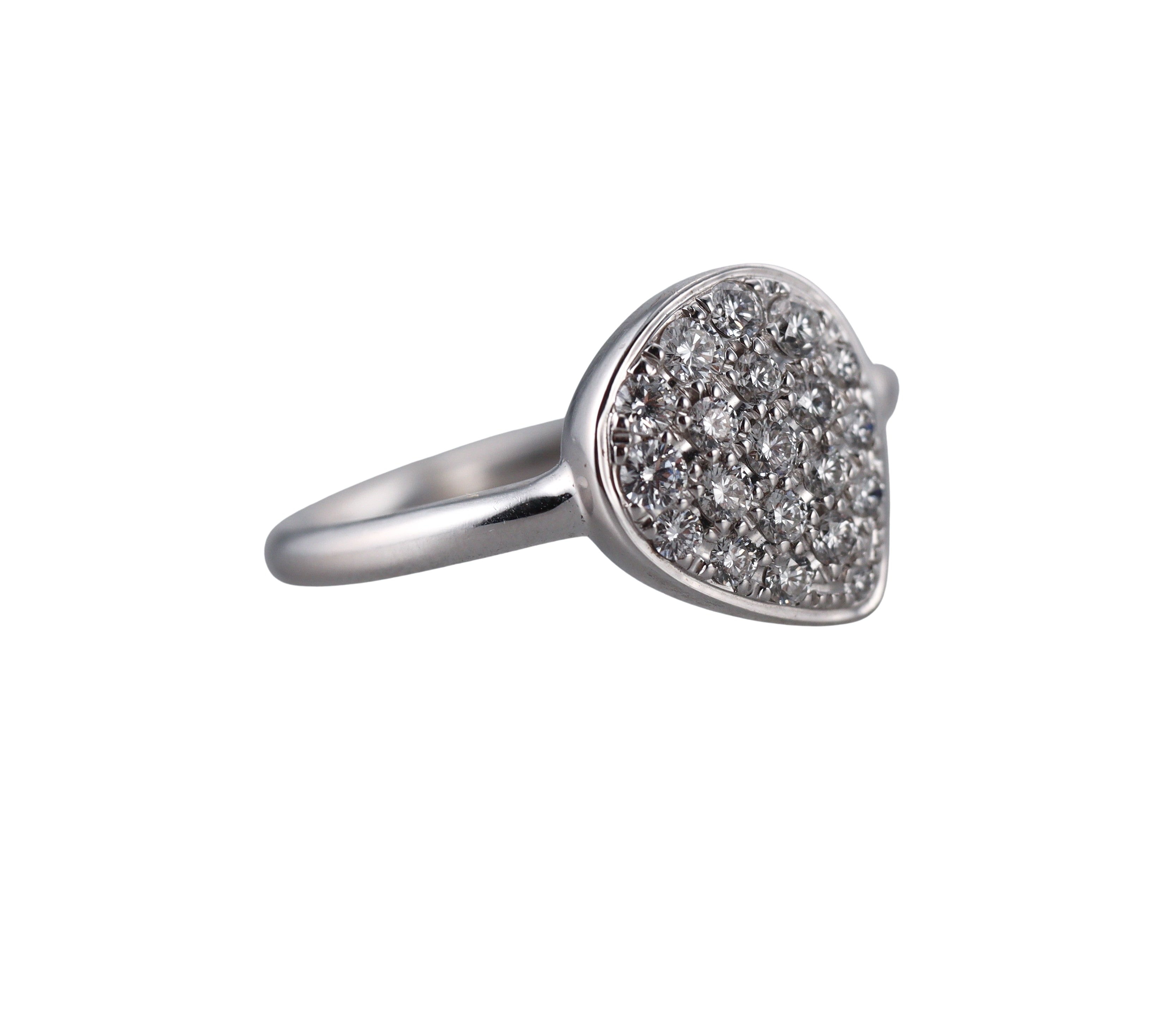 Modern Italian 18k White Gold Diamond Ring