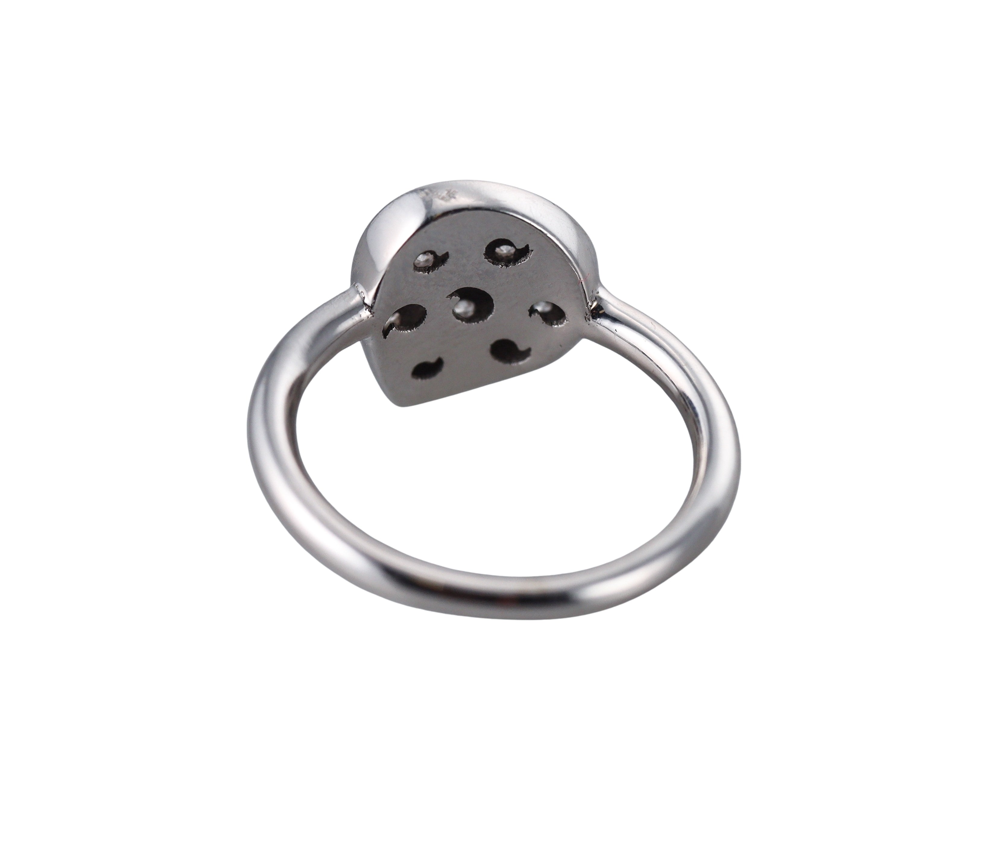 Modern Italian 18k White Gold Diamond Ring